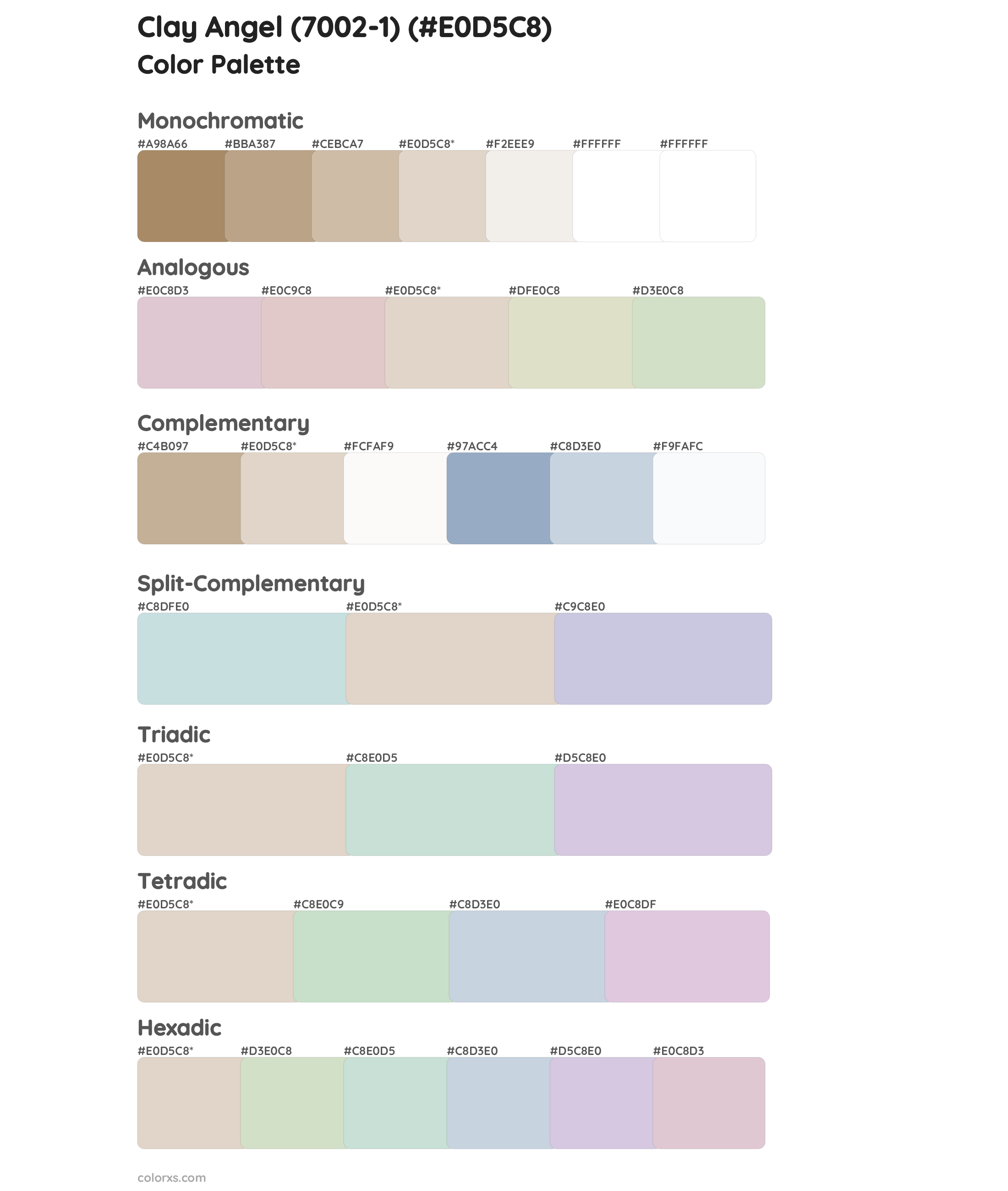 Clay Angel (7002-1) Color Scheme Palettes