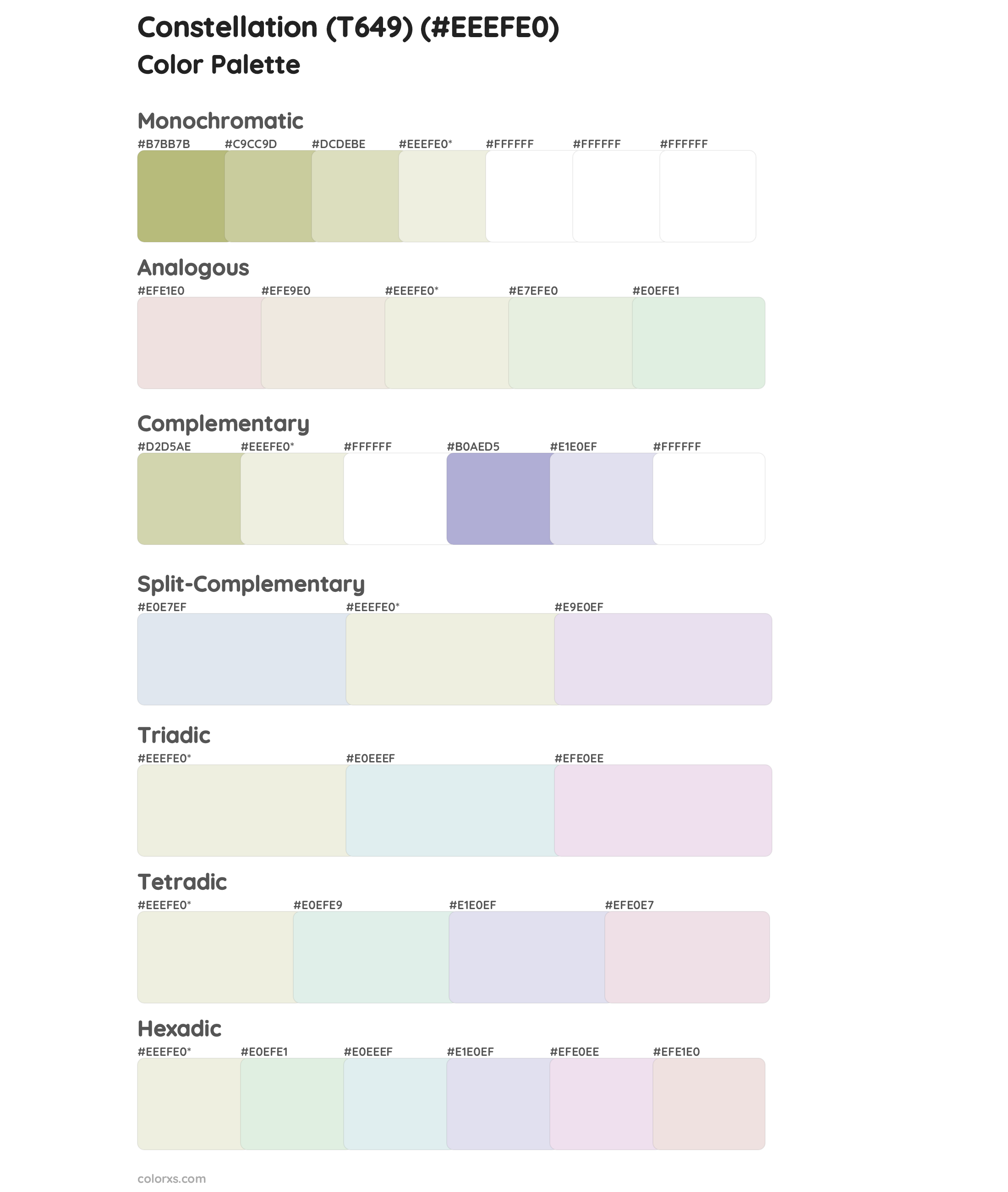 Constellation (T649) Color Scheme Palettes