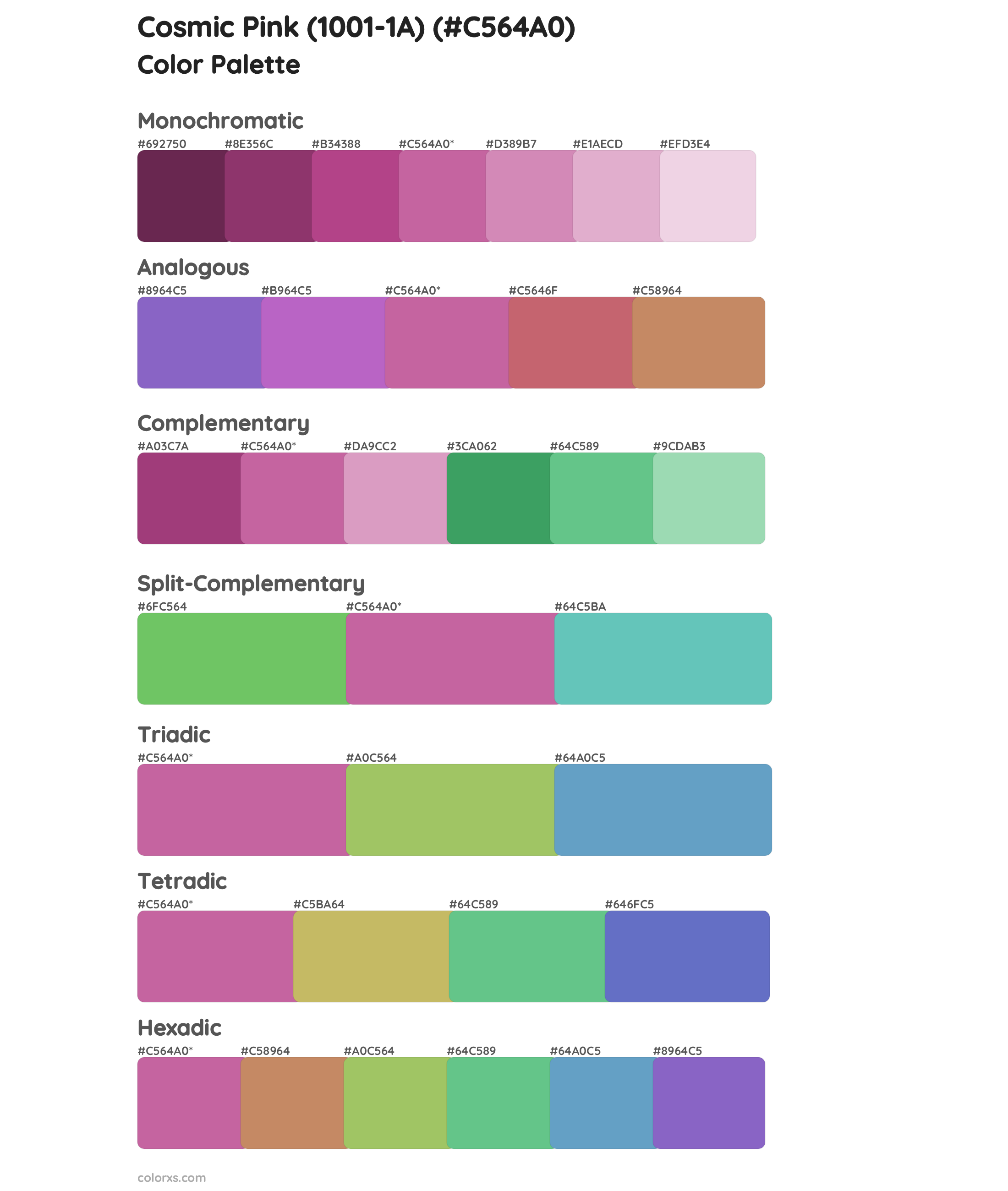 Cosmic Pink (1001-1A) Color Scheme Palettes