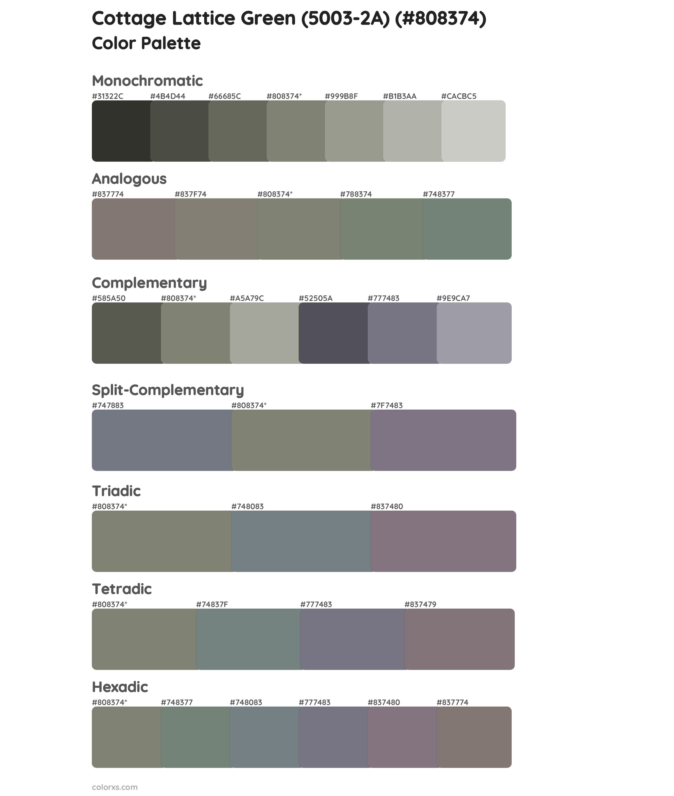 Cottage Lattice Green (5003-2A) Color Scheme Palettes