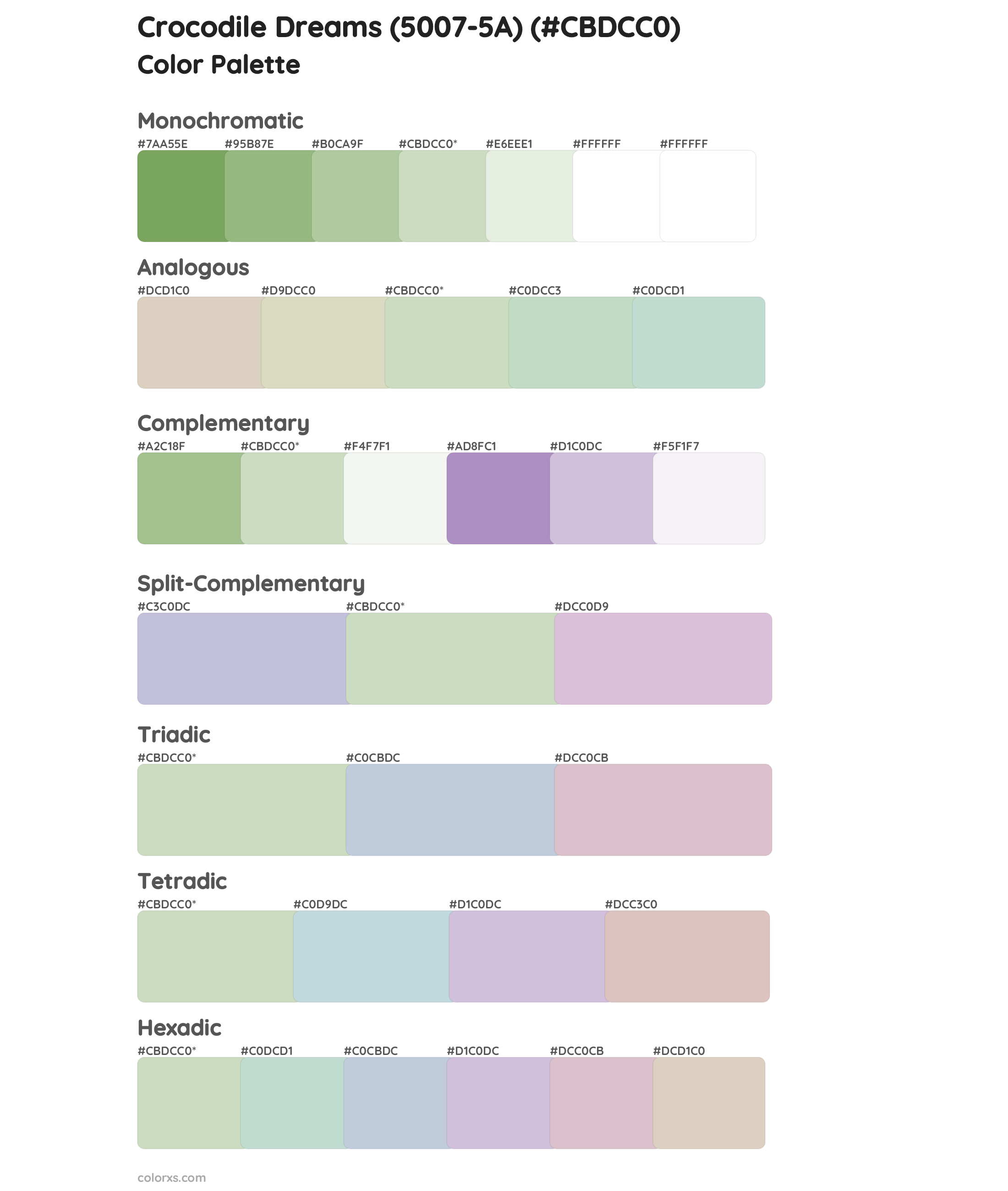 Crocodile Dreams (5007-5A) Color Scheme Palettes