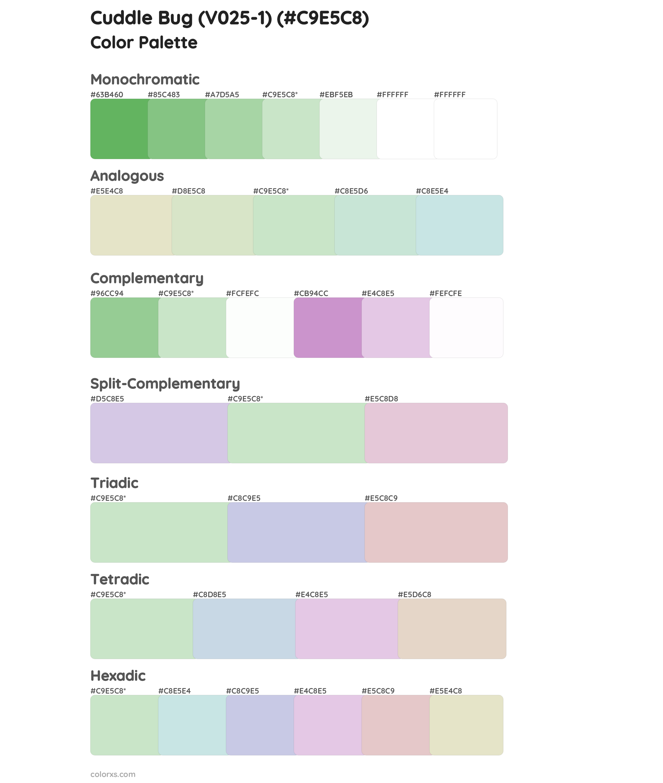 Cuddle Bug (V025-1) Color Scheme Palettes