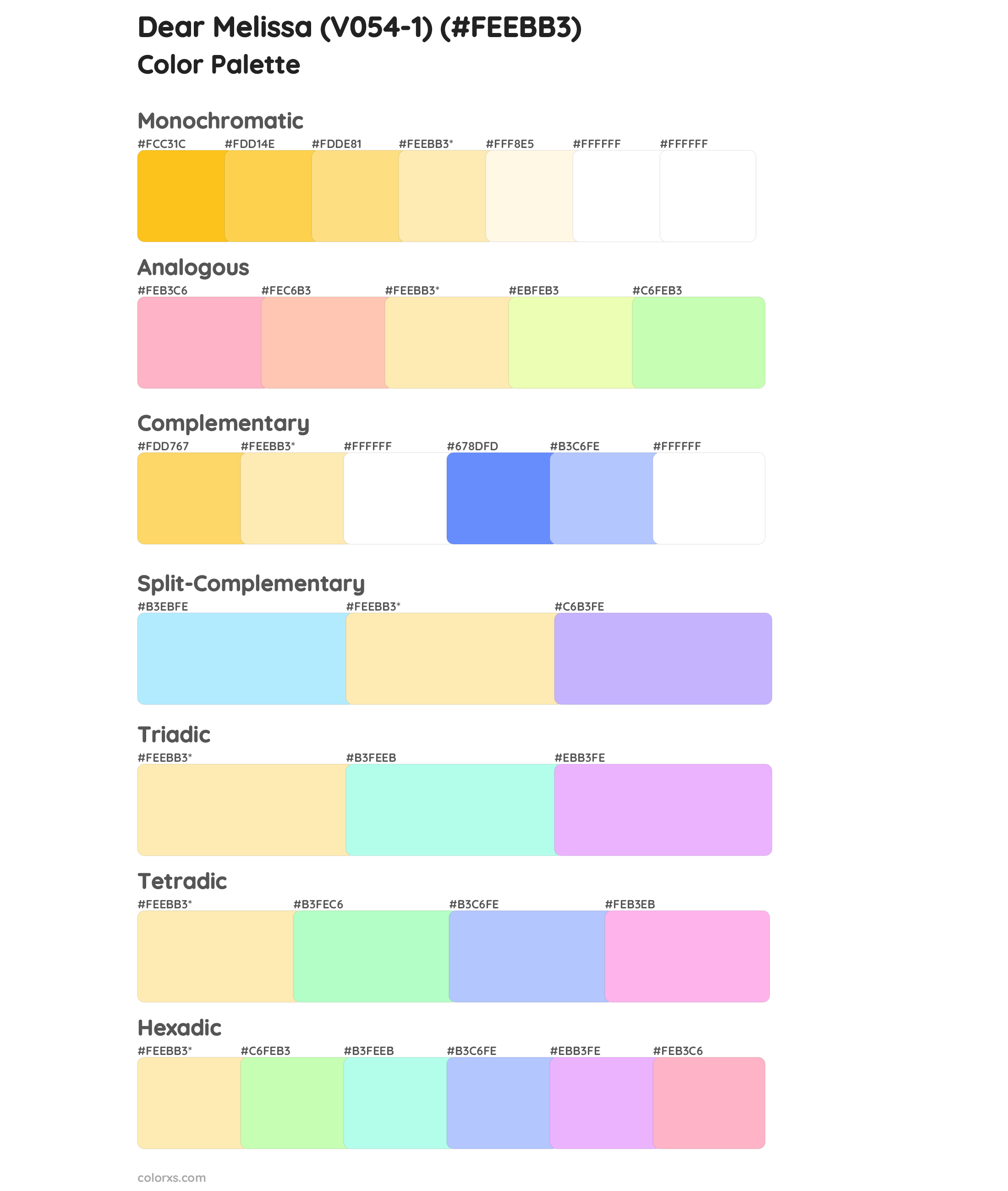 Dear Melissa (V054-1) Color Scheme Palettes