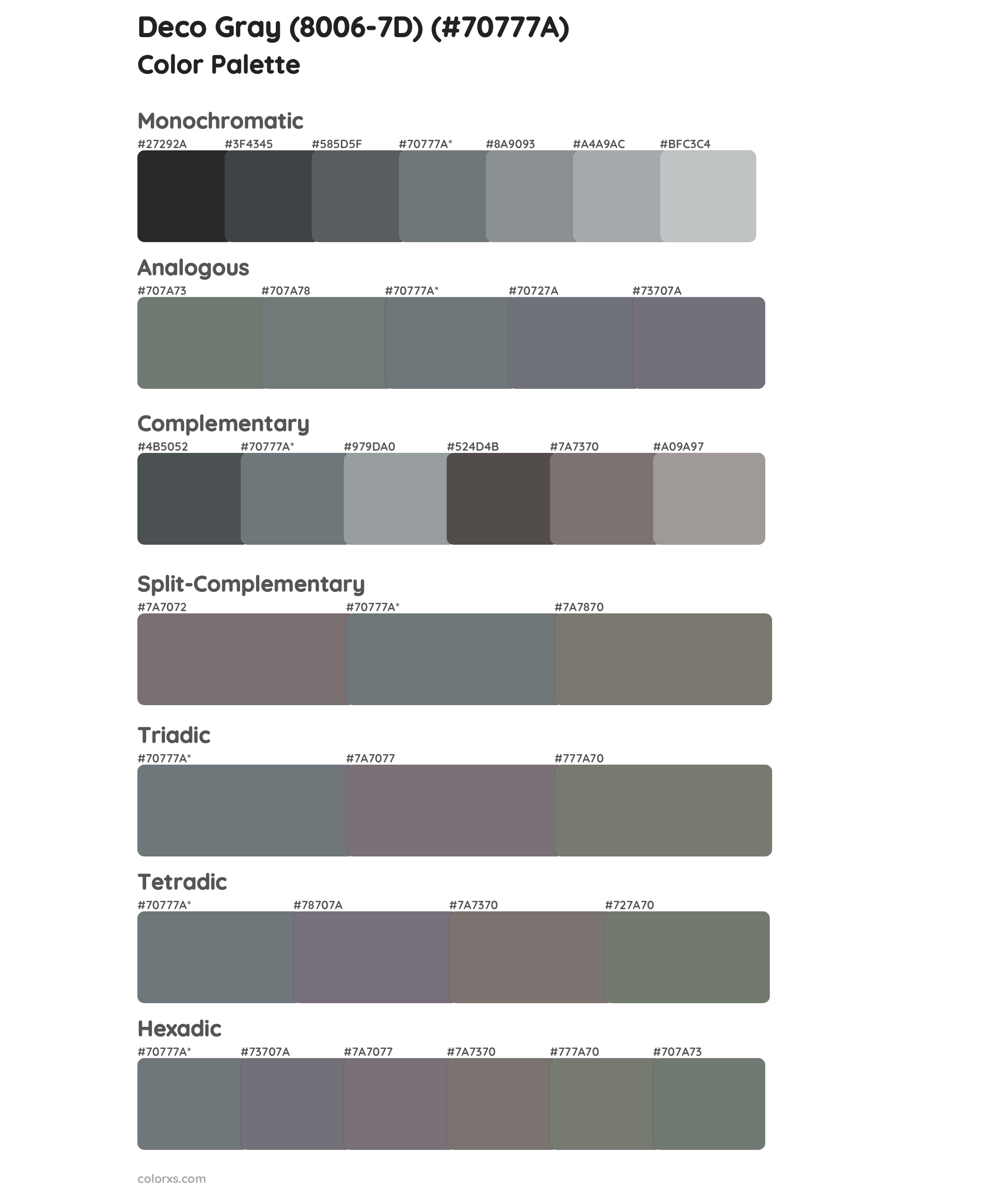 Deco Gray (8006-7D) Color Scheme Palettes