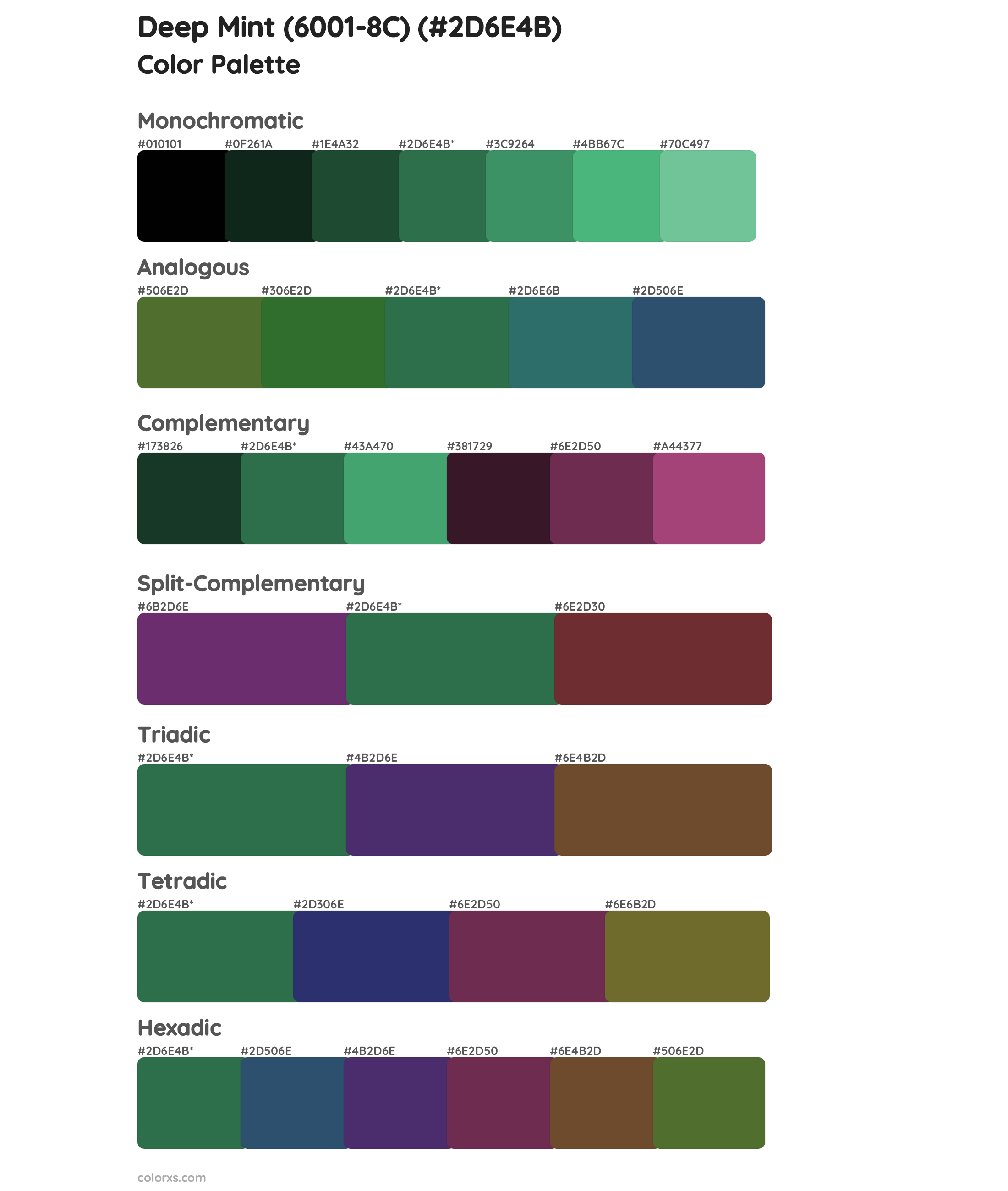 Deep Mint (6001-8C) Color Scheme Palettes