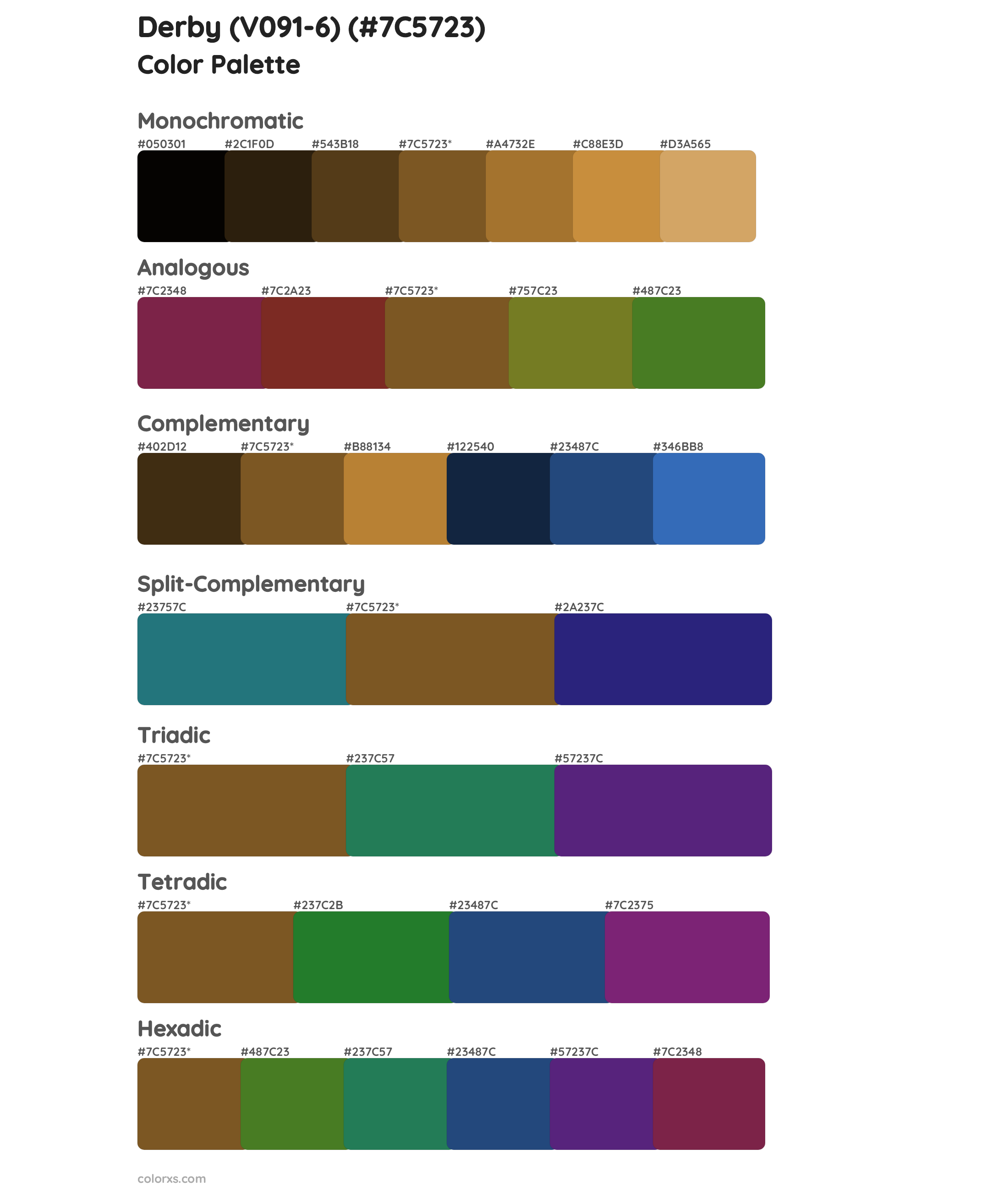 Derby (V091-6) Color Scheme Palettes