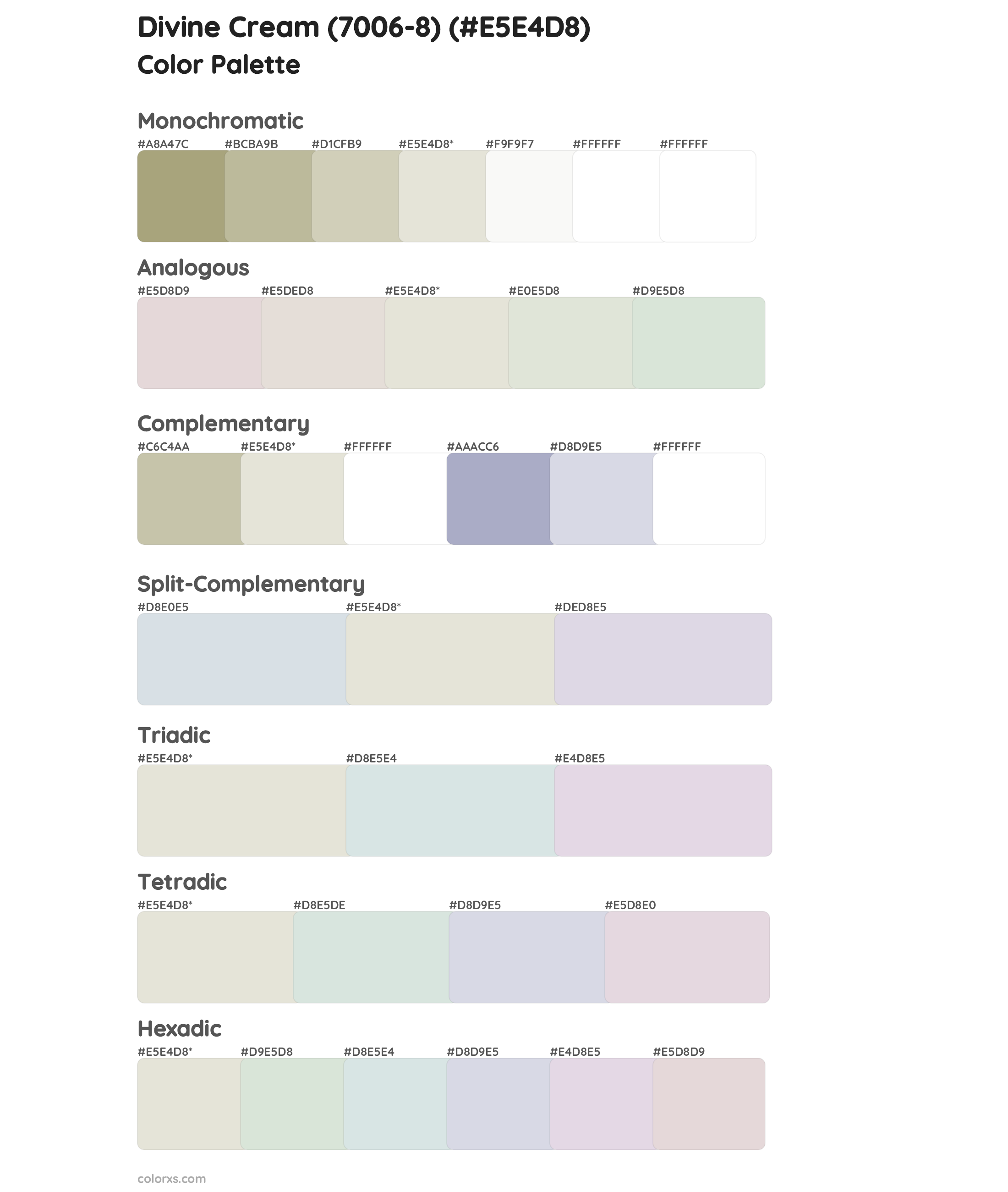 Divine Cream (7006-8) Color Scheme Palettes