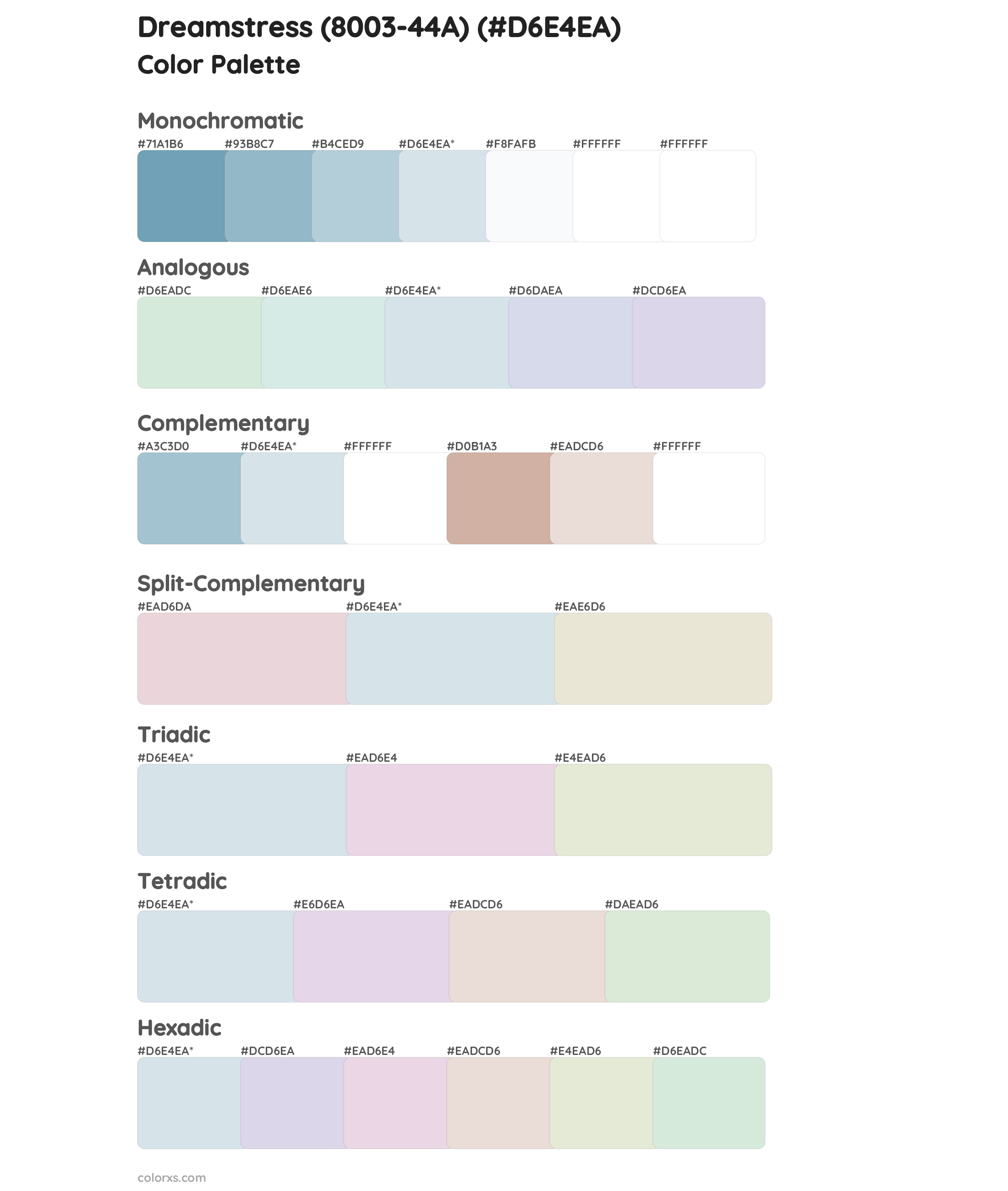 Dreamstress (8003-44A) Color Scheme Palettes