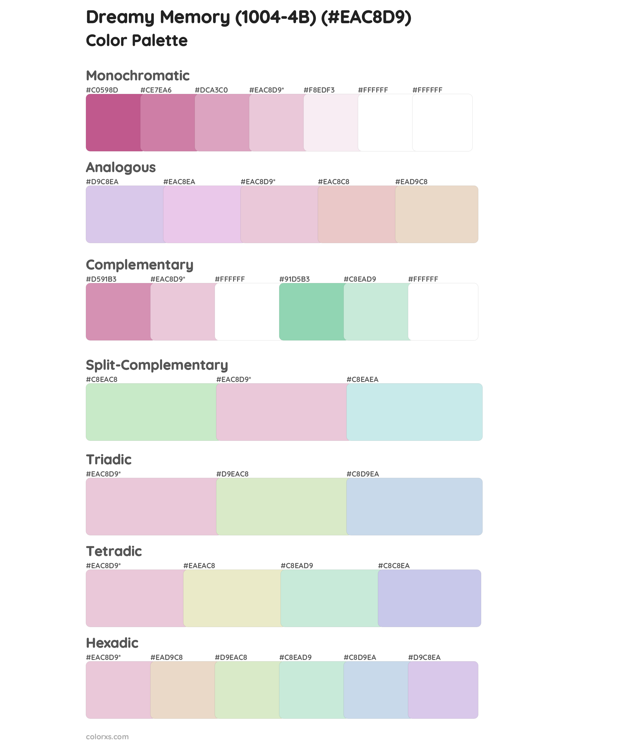 Dreamy Memory (1004-4B) Color Scheme Palettes