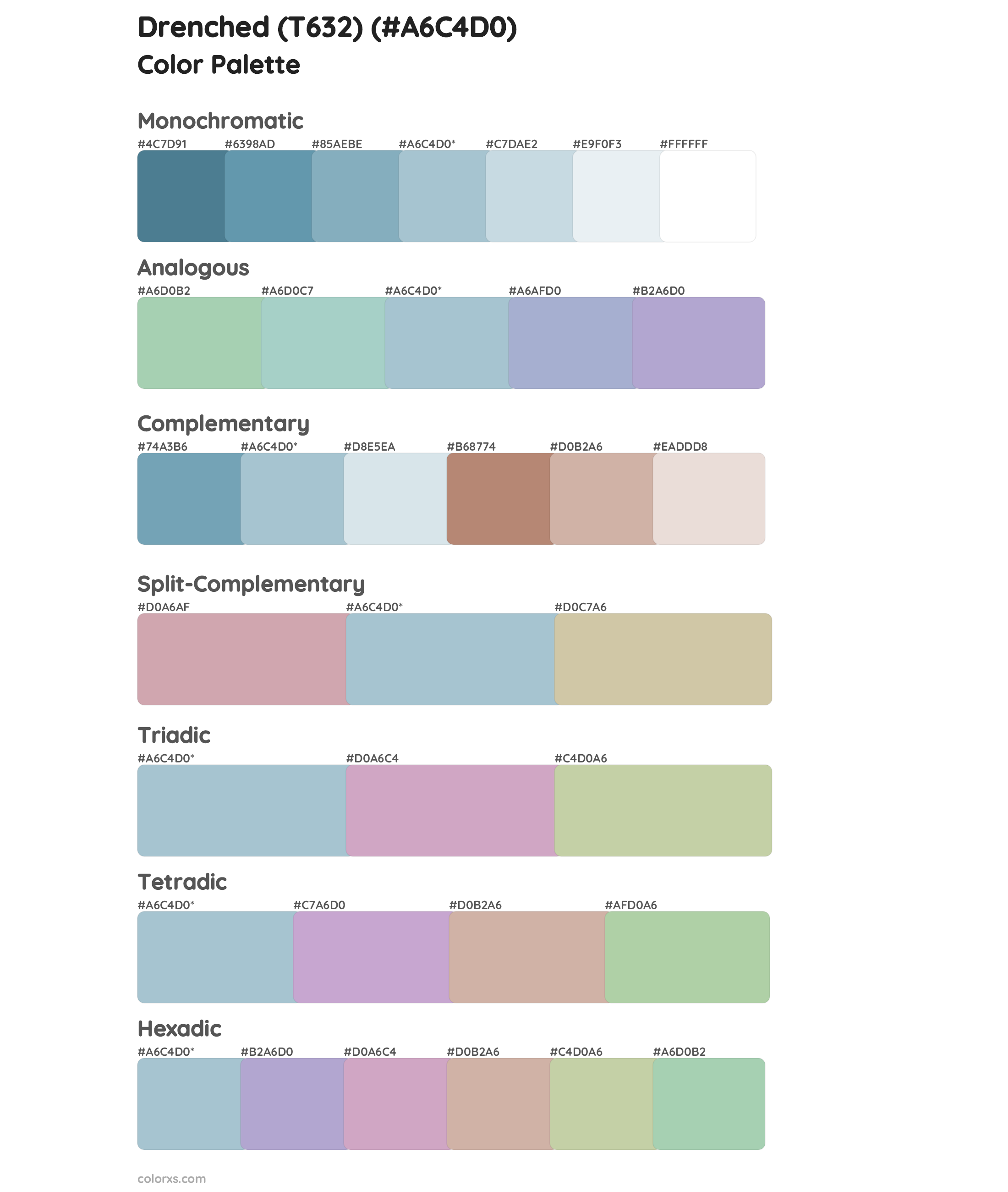 Drenched (T632) Color Scheme Palettes