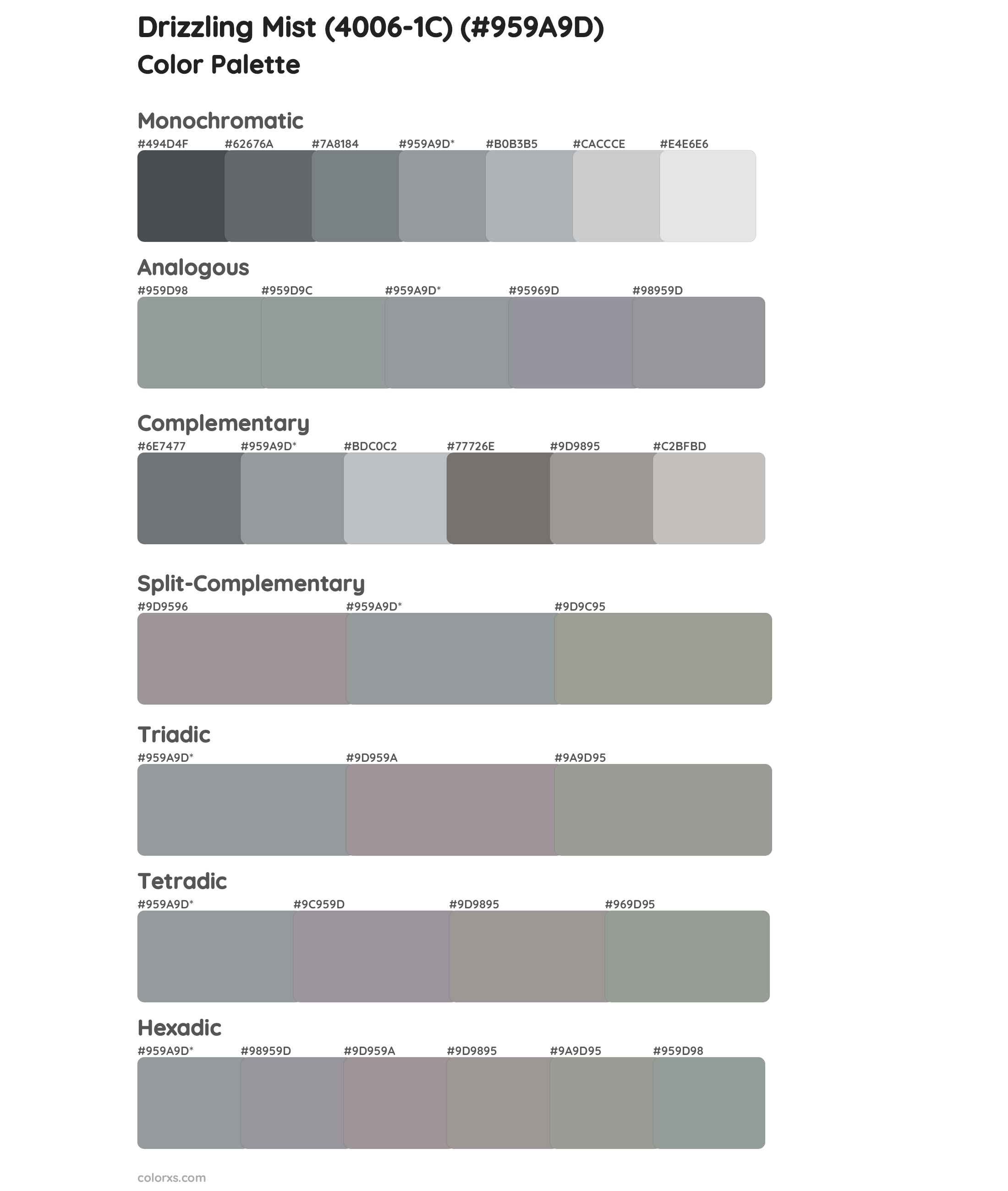 Drizzling Mist (4006-1C) Color Scheme Palettes