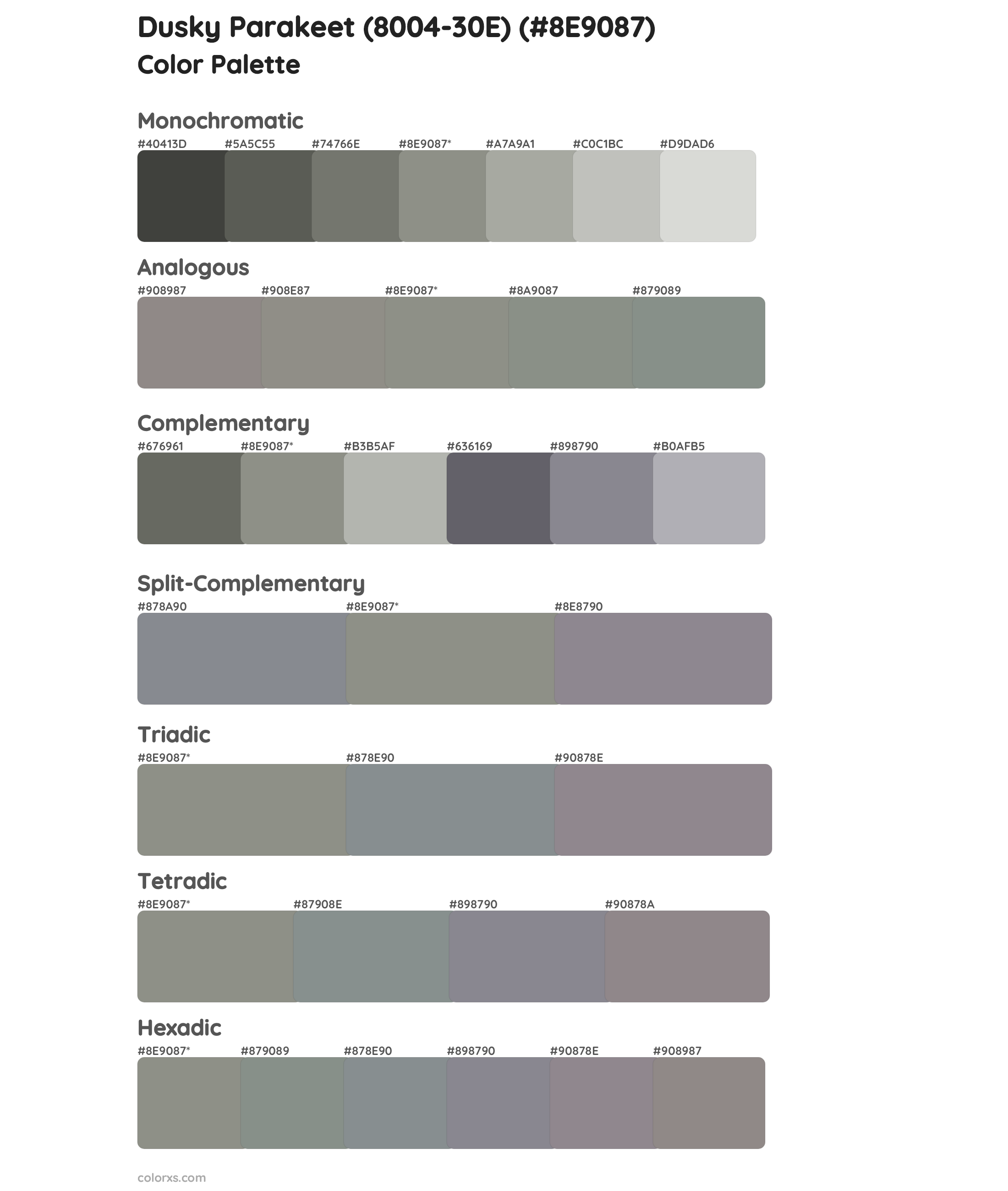 Dusky Parakeet (8004-30E) Color Scheme Palettes