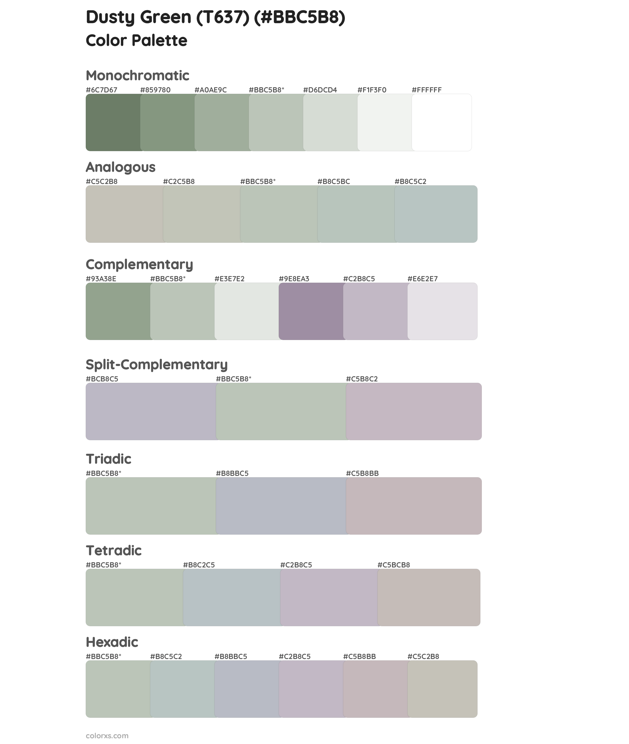 Dusty Green (T637) Color Scheme Palettes