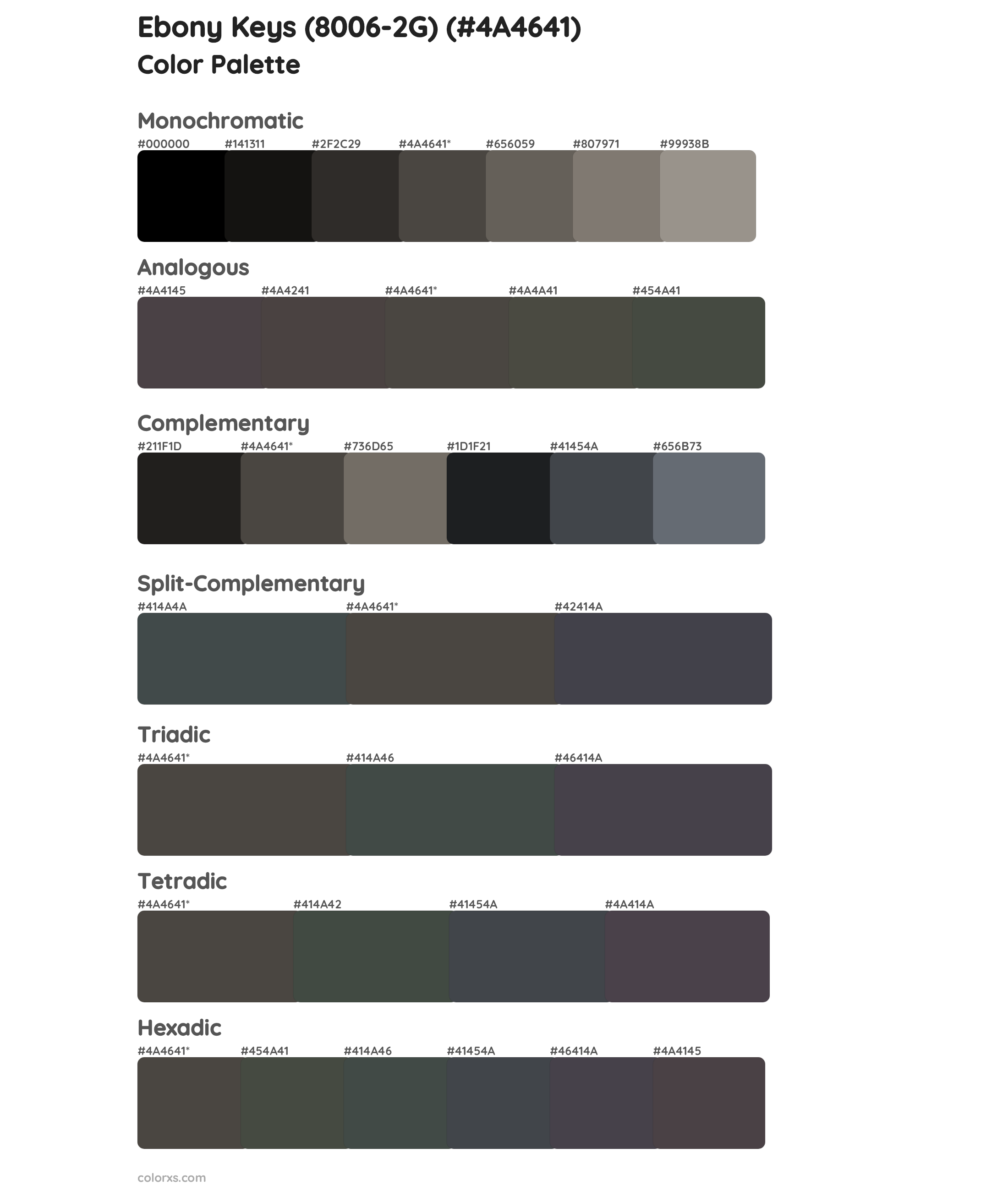 Ebony Keys (8006-2G) Color Scheme Palettes