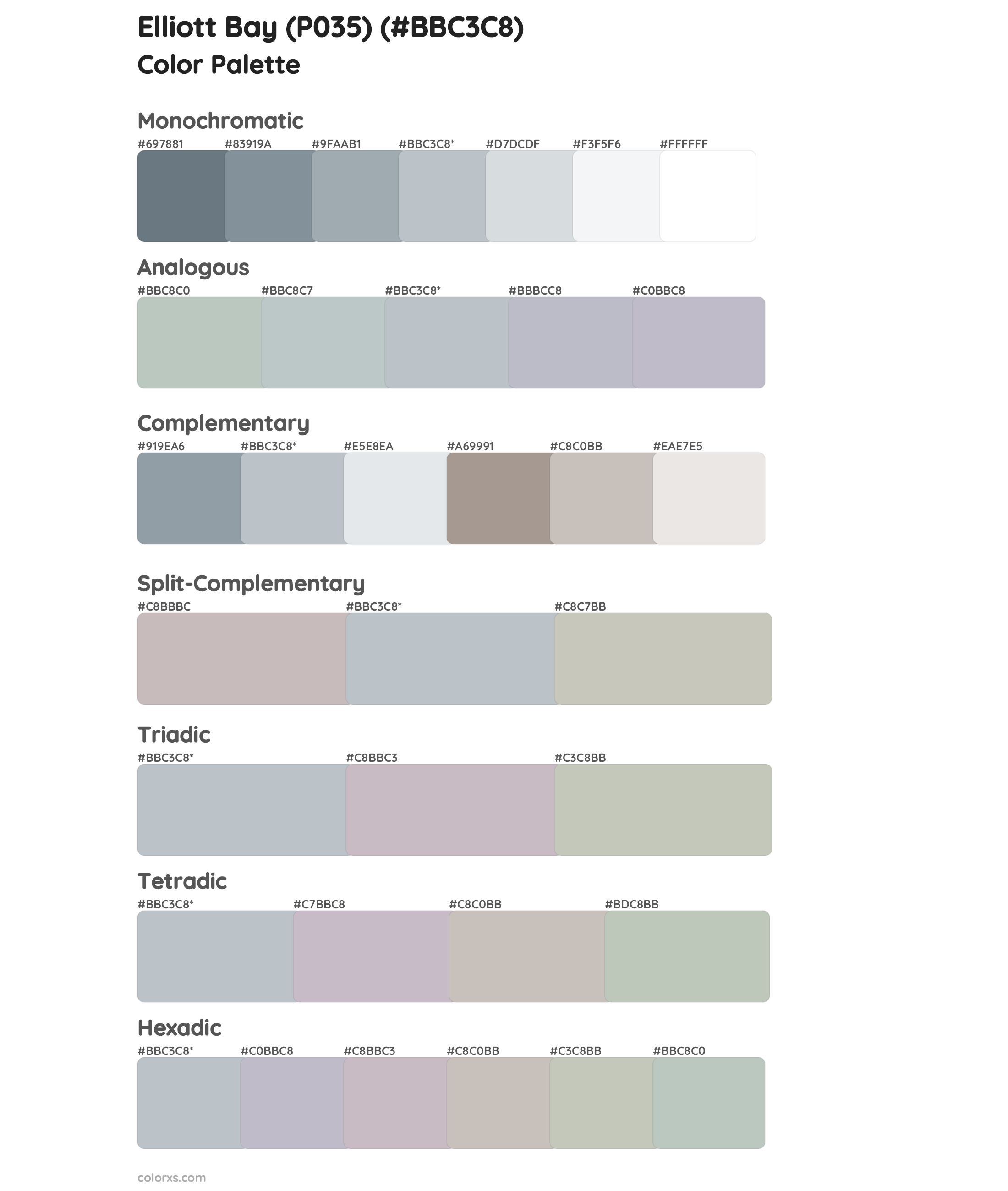 Elliott Bay (P035) Color Scheme Palettes