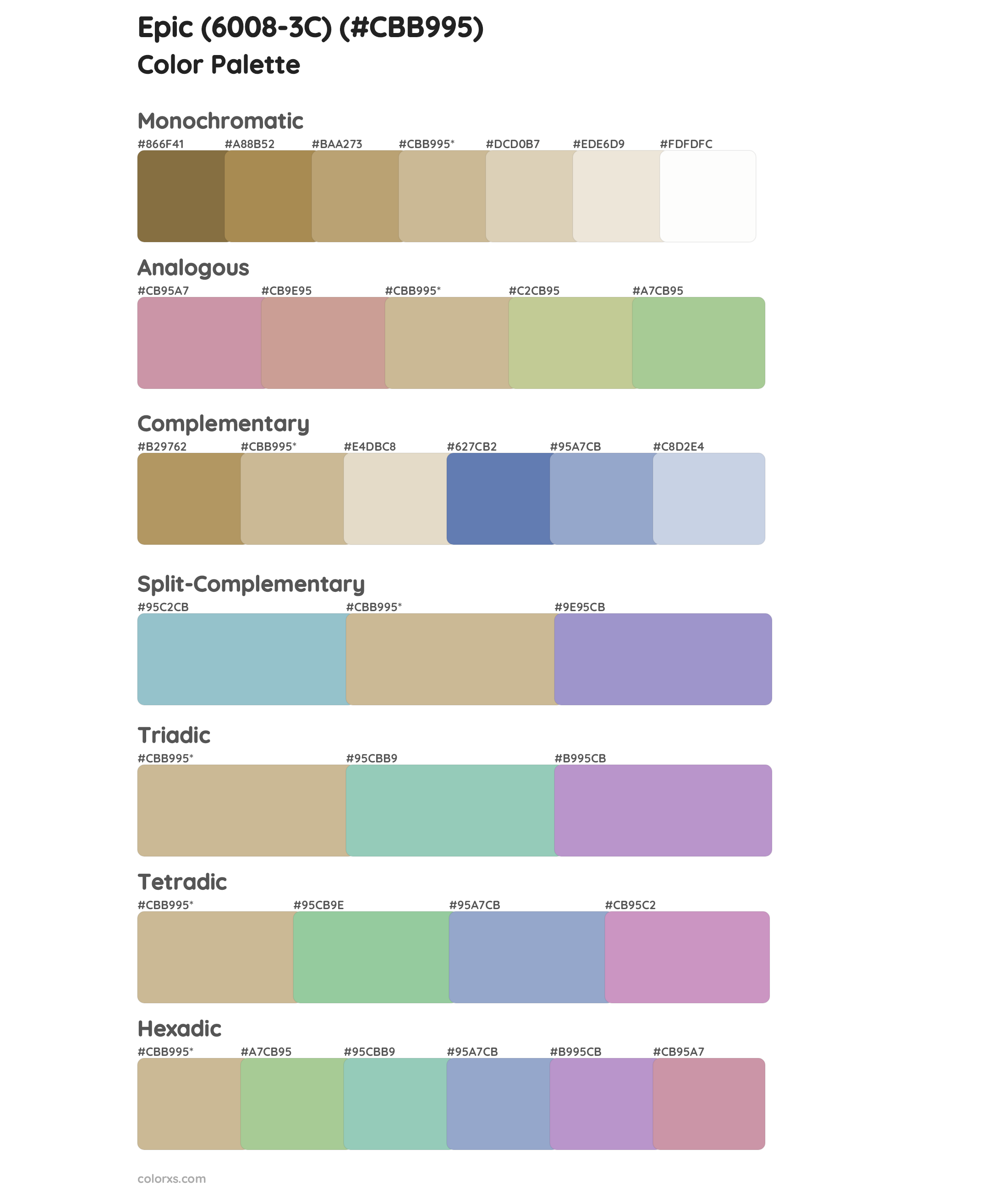 Epic (6008-3C) Color Scheme Palettes