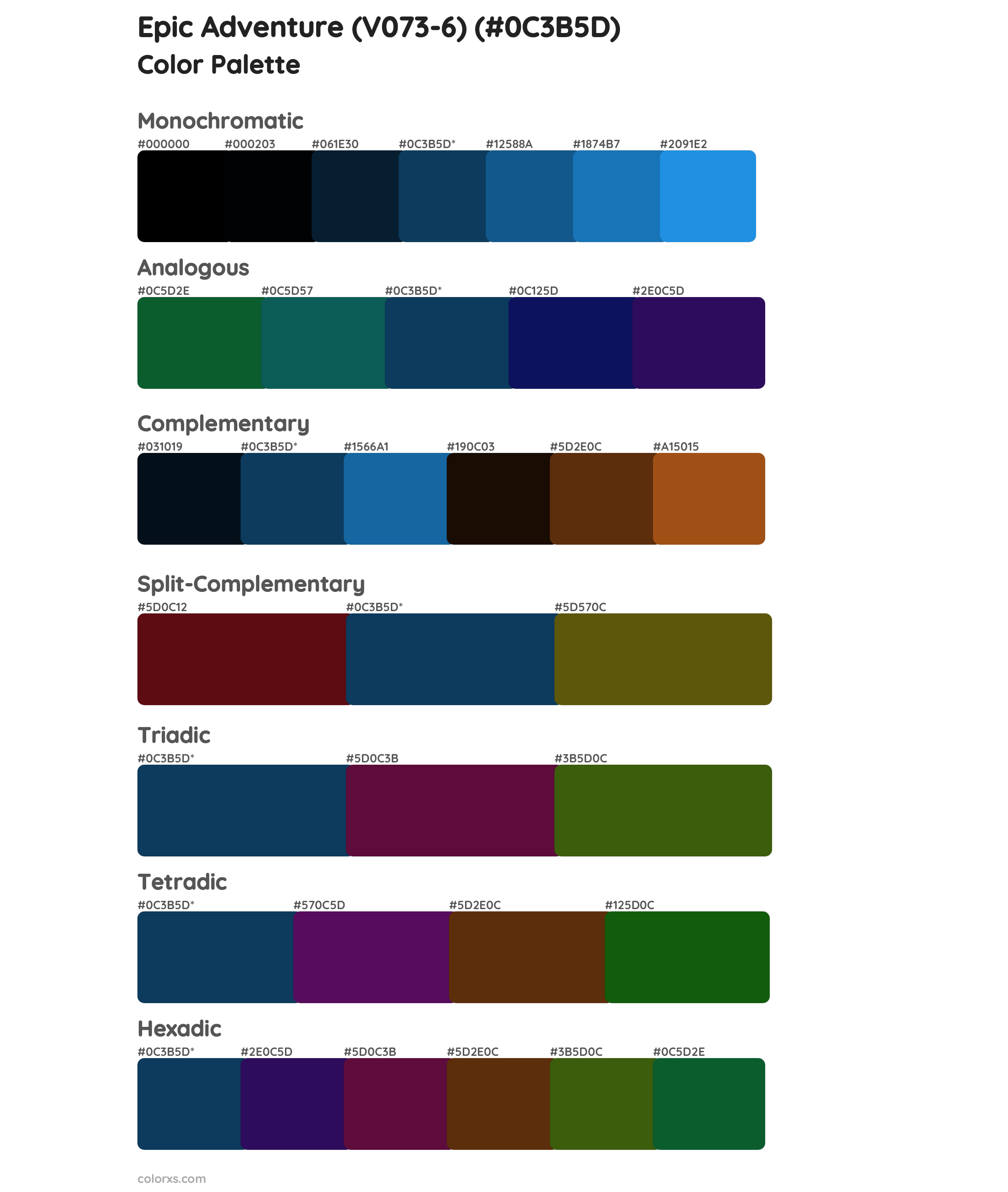 Epic Adventure (V073-6) Color Scheme Palettes