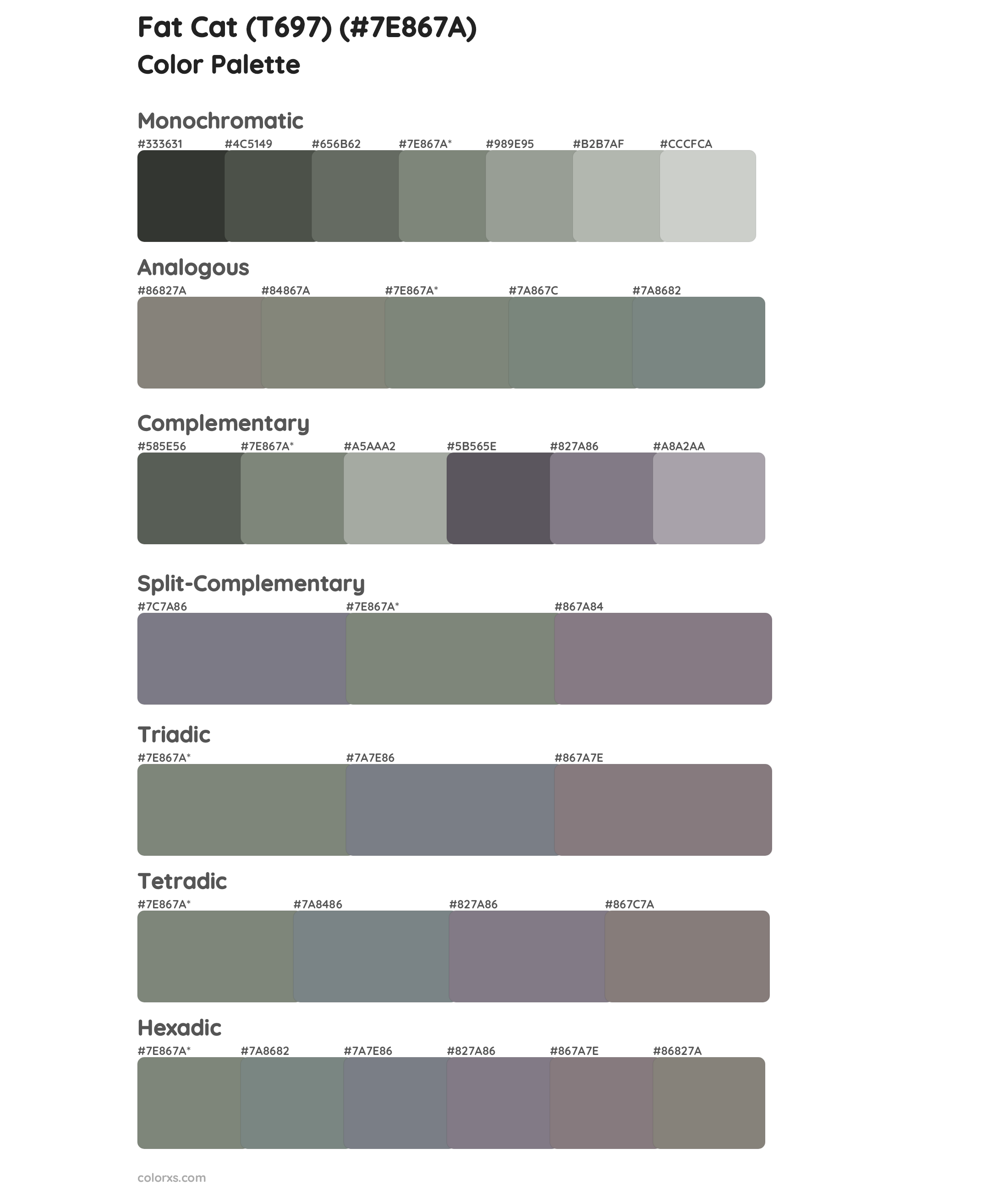 Fat Cat (T697) Color Scheme Palettes