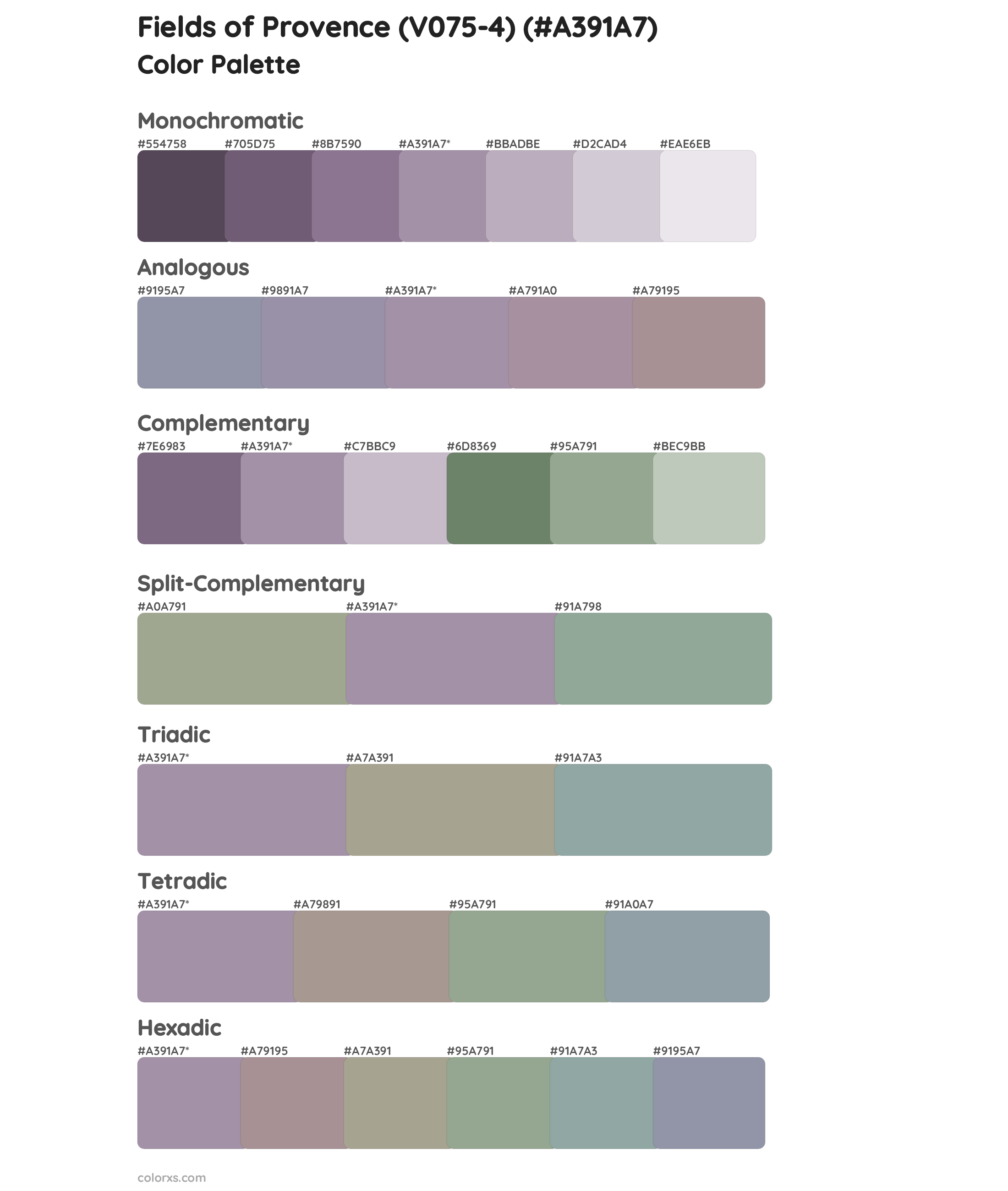 Fields of Provence (V075-4) Color Scheme Palettes