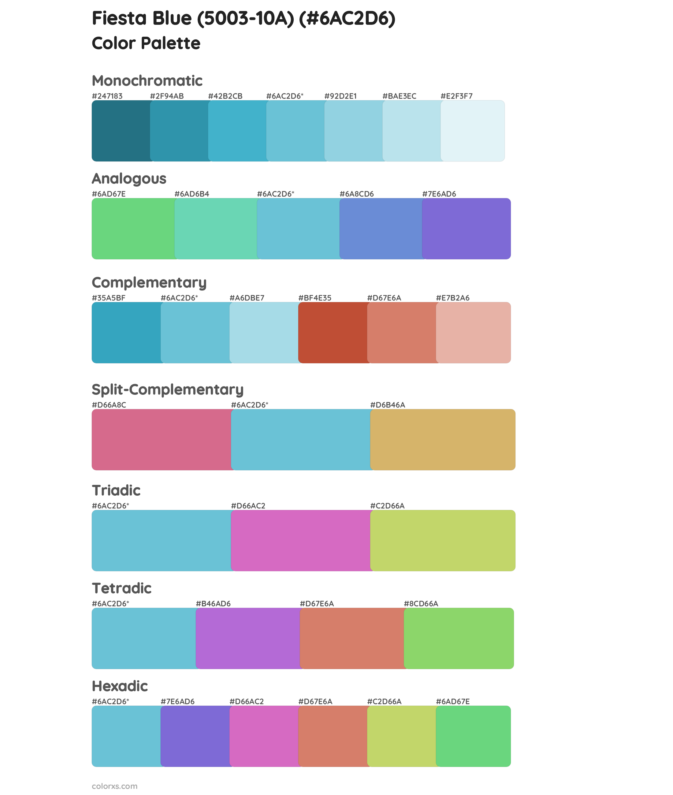 Fiesta Blue (5003-10A) Color Scheme Palettes