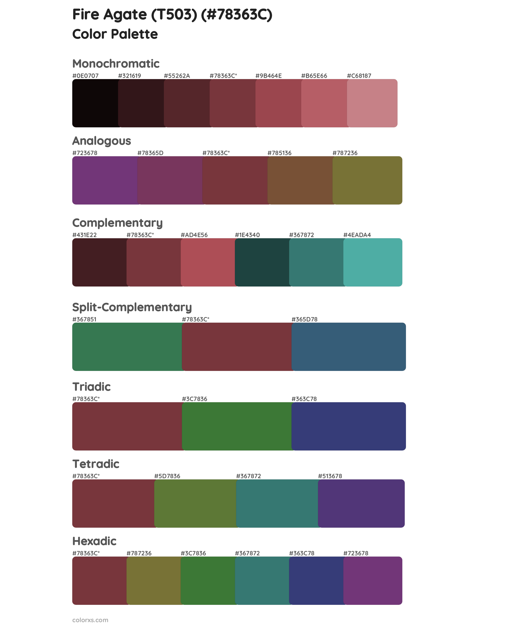 Fire Agate (T503) Color Scheme Palettes