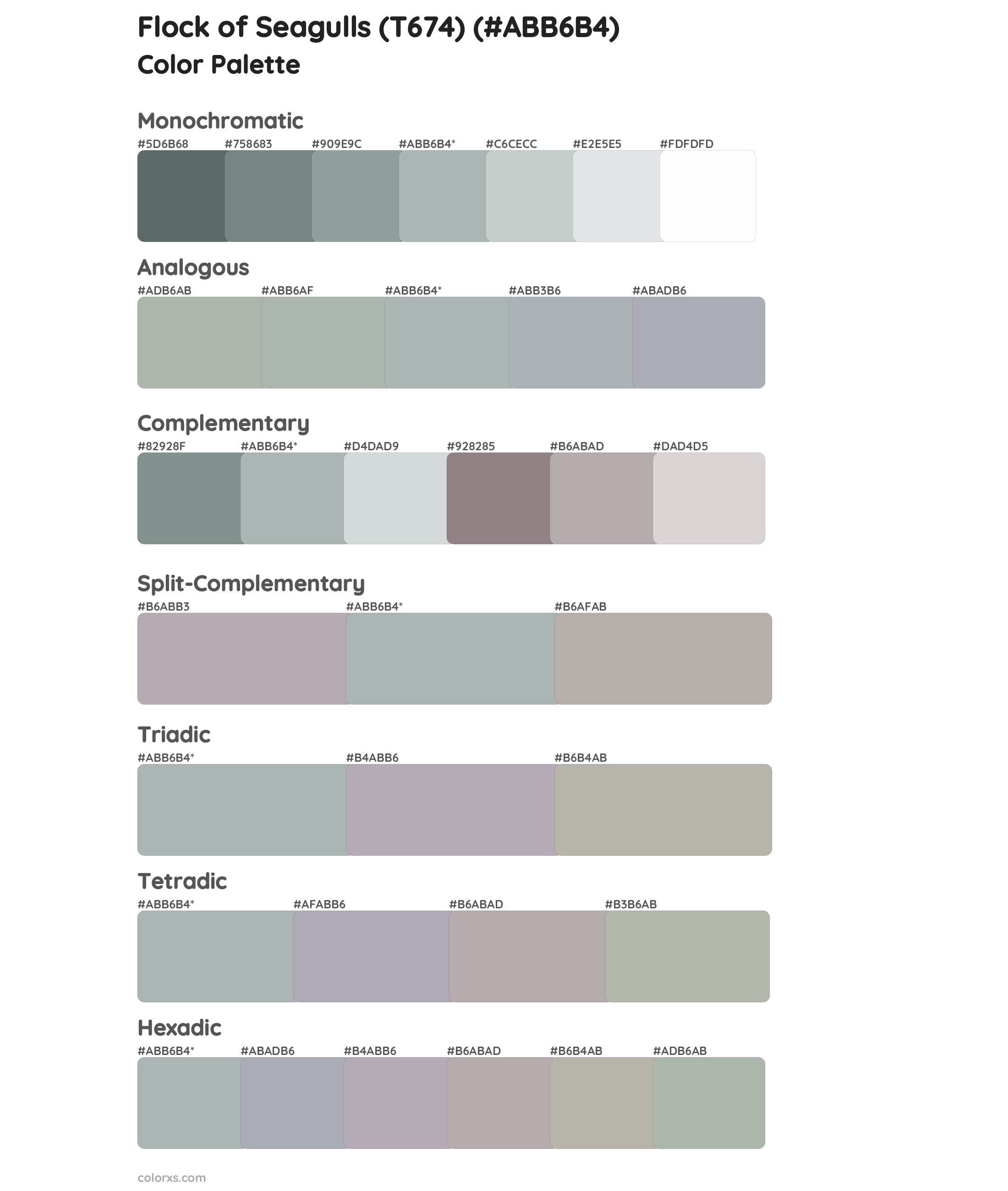 Flock of Seagulls (T674) Color Scheme Palettes