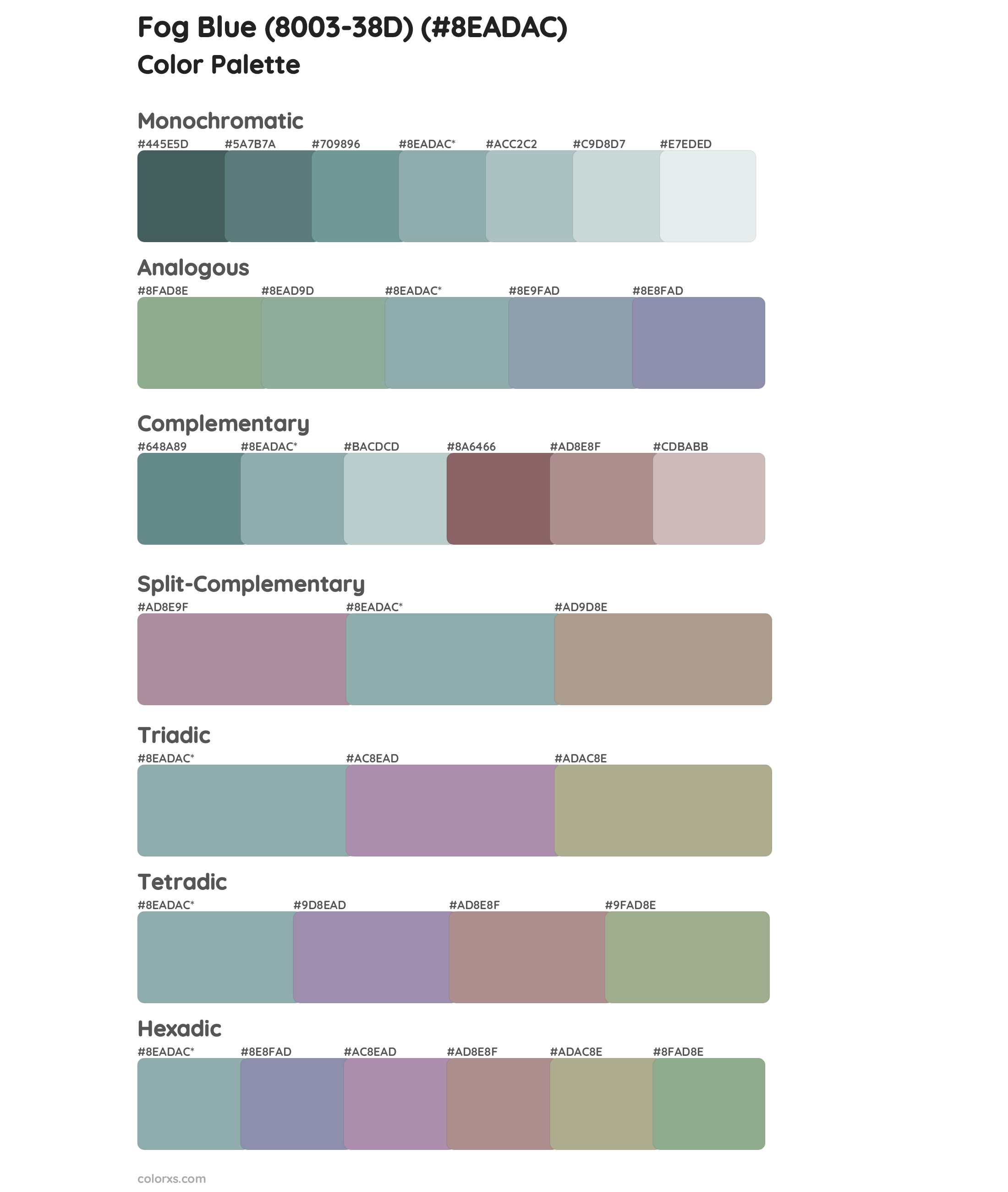 Fog Blue (8003-38D) Color Scheme Palettes