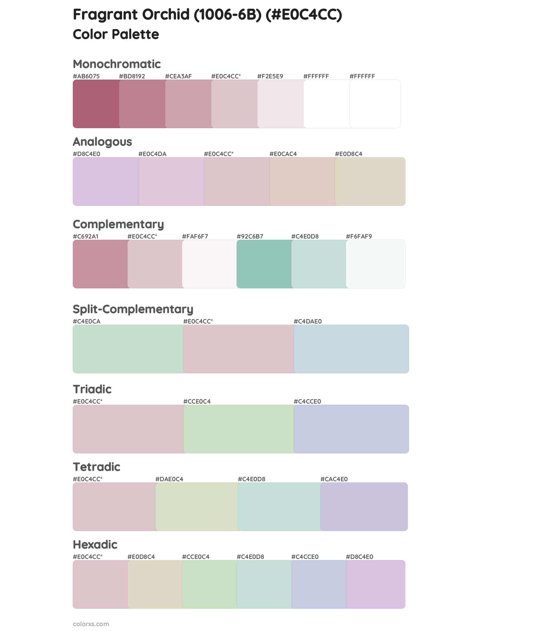 Fragrant Orchid (1006-6B) Color Scheme Palettes