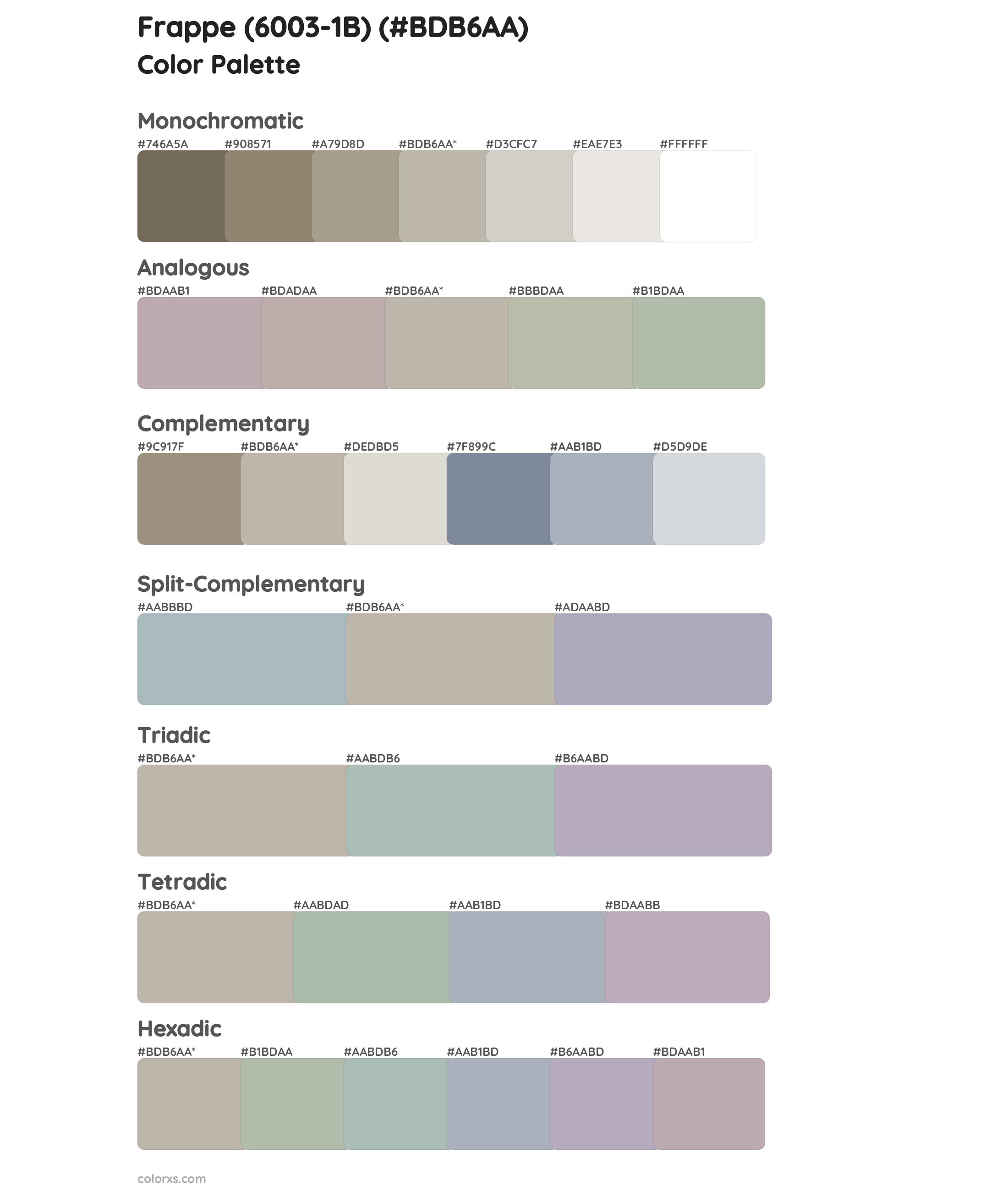 Frappe (6003-1B) Color Scheme Palettes