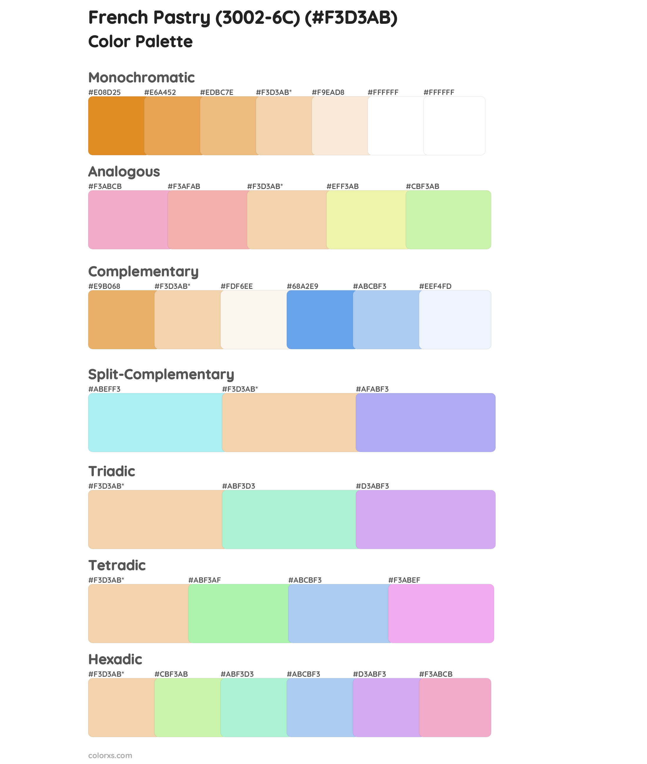 French Pastry (3002-6C) Color Scheme Palettes