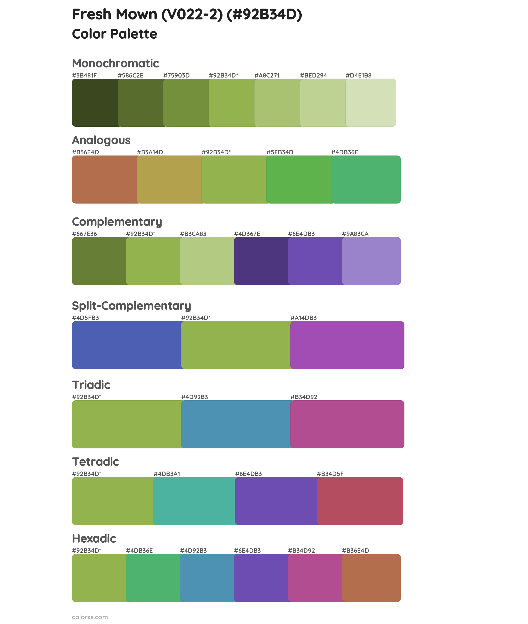 Fresh Mown (V022-2) Color Scheme Palettes