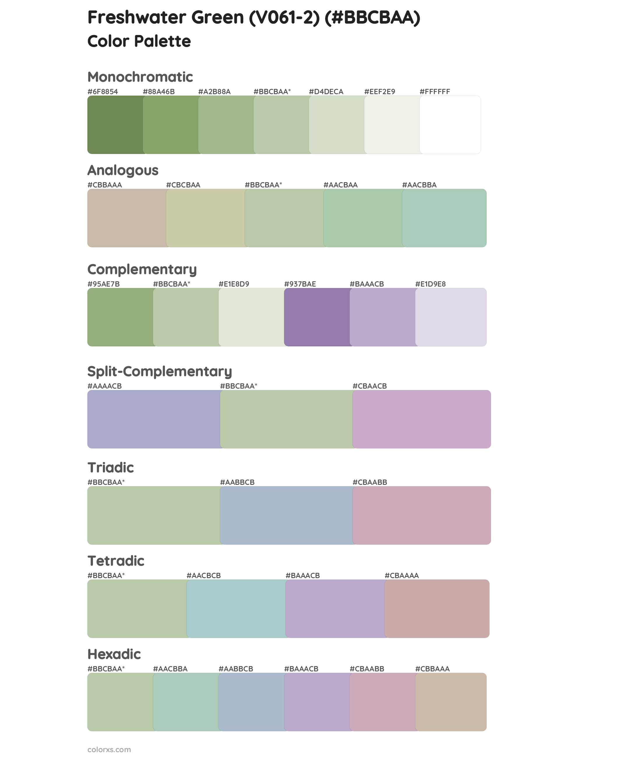 Freshwater Green (V061-2) Color Scheme Palettes