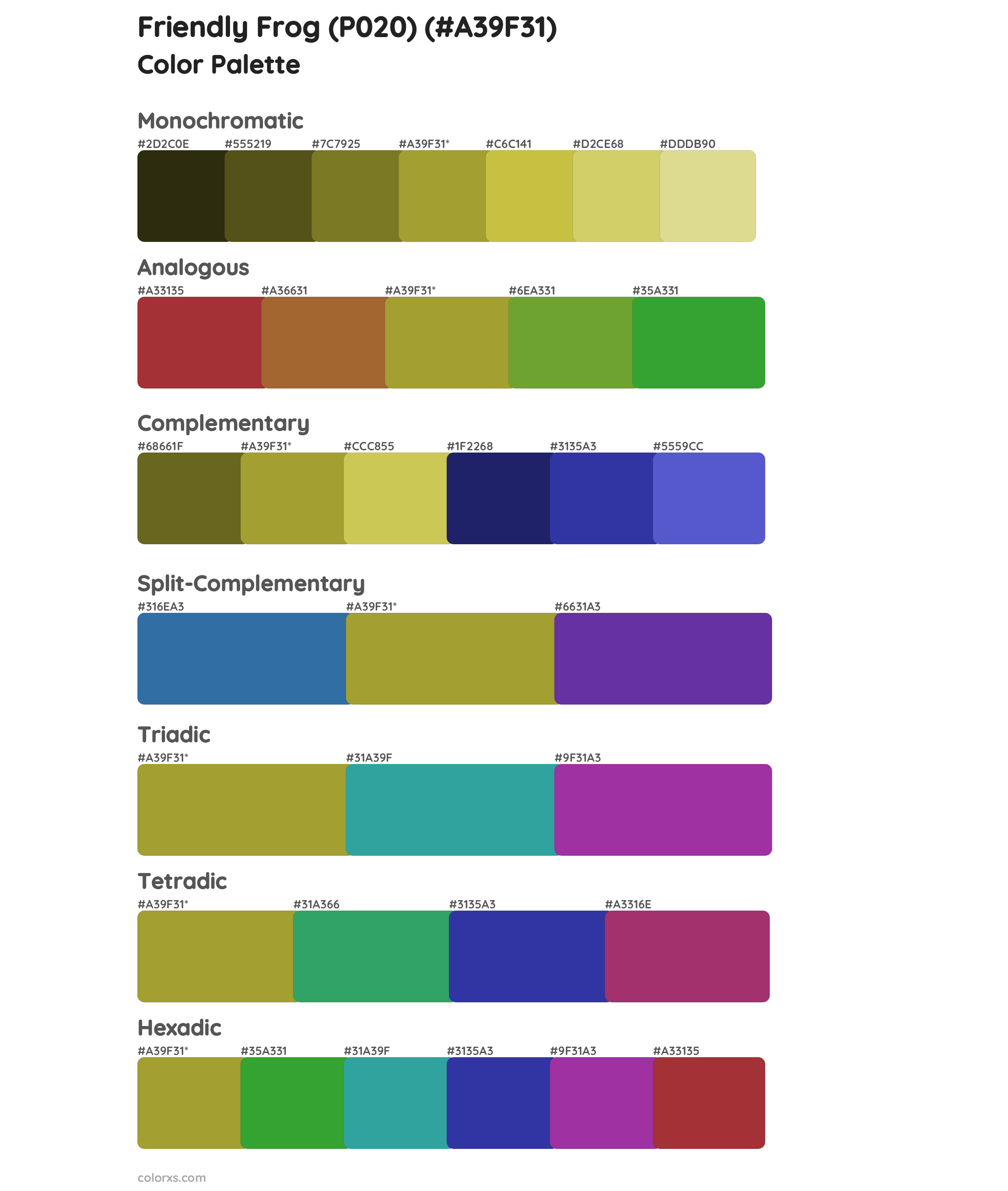 Friendly Frog (P020) Color Scheme Palettes