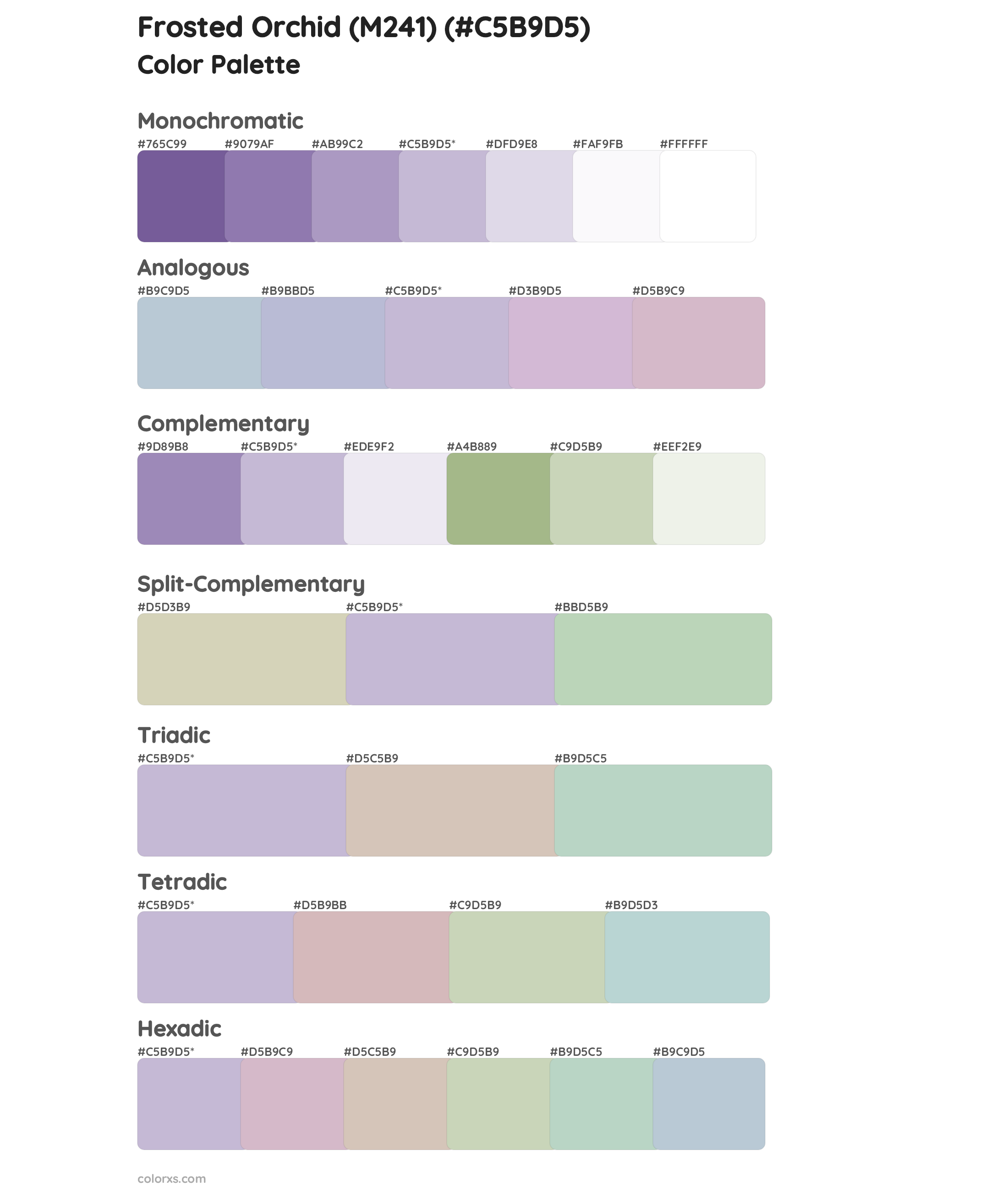 Frosted Orchid (M241) Color Scheme Palettes