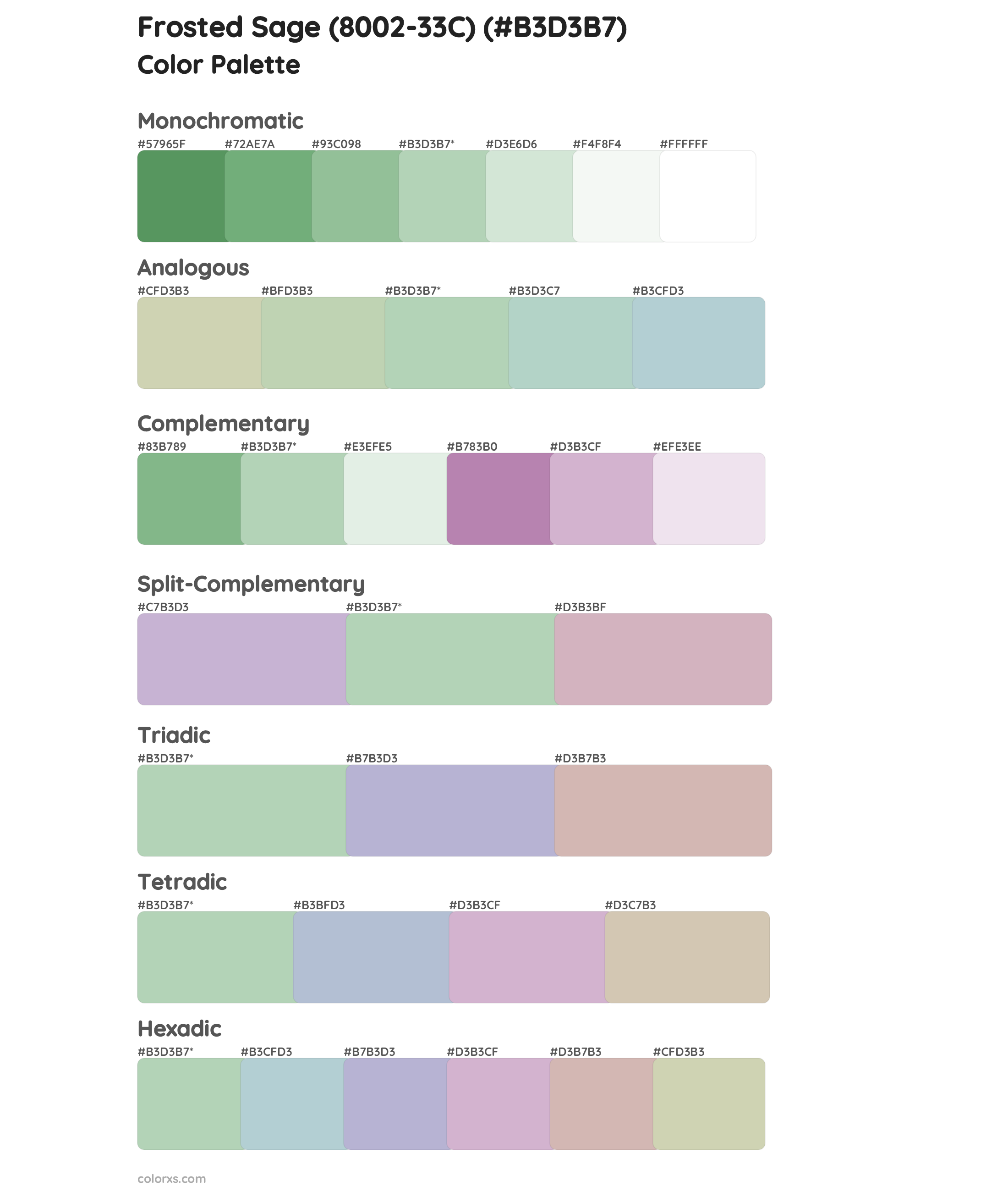 Frosted Sage (8002-33C) Color Scheme Palettes