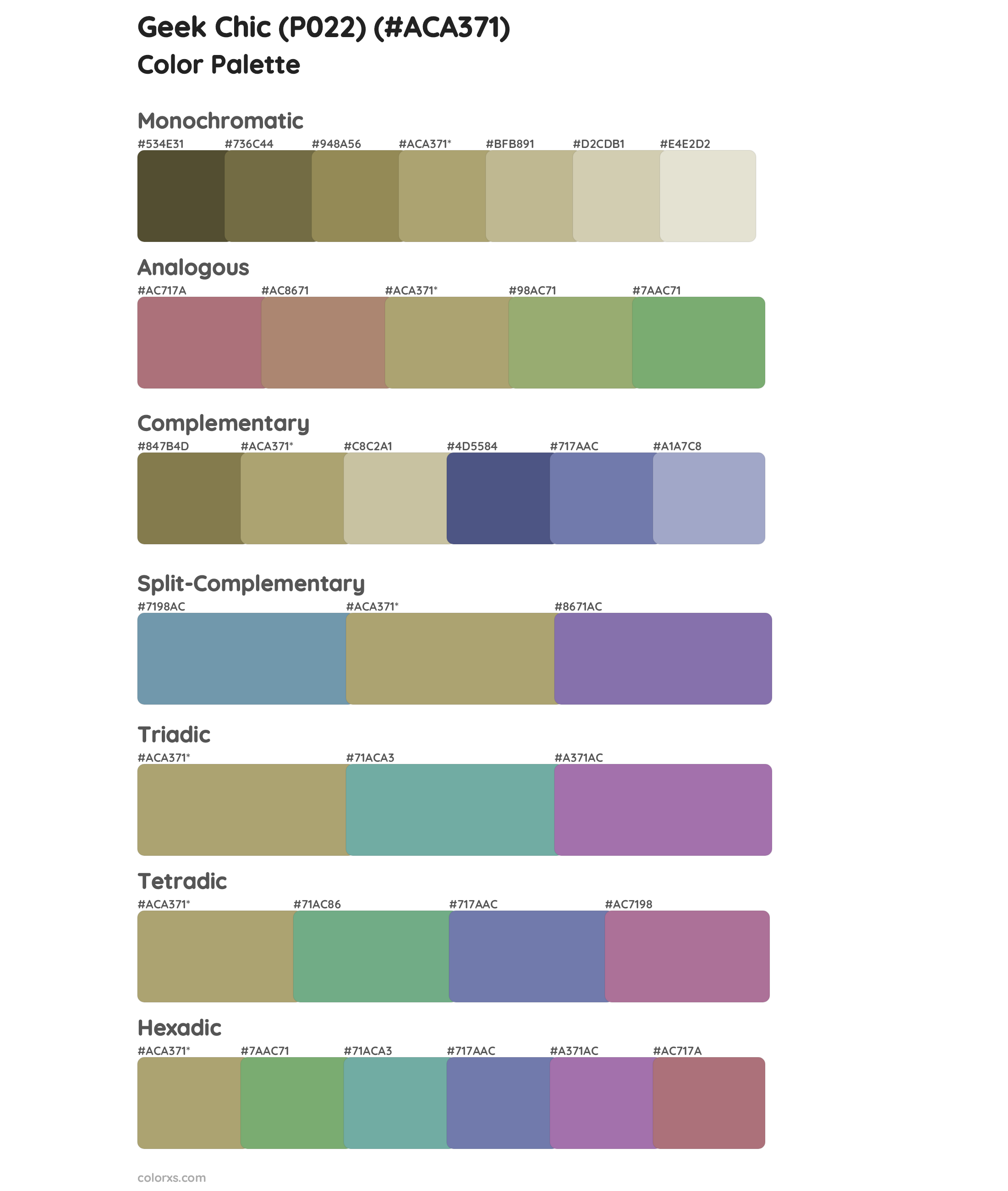 Geek Chic (P022) Color Scheme Palettes