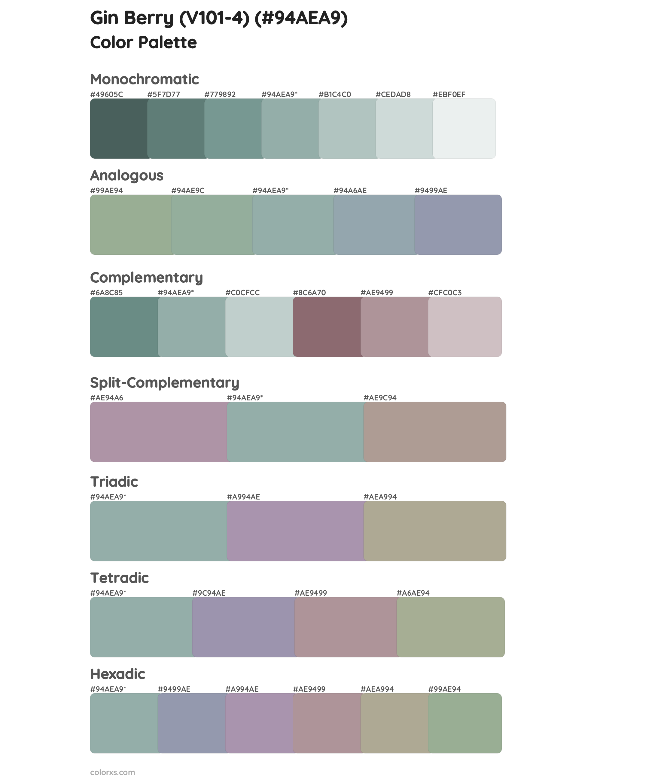 Gin Berry (V101-4) Color Scheme Palettes