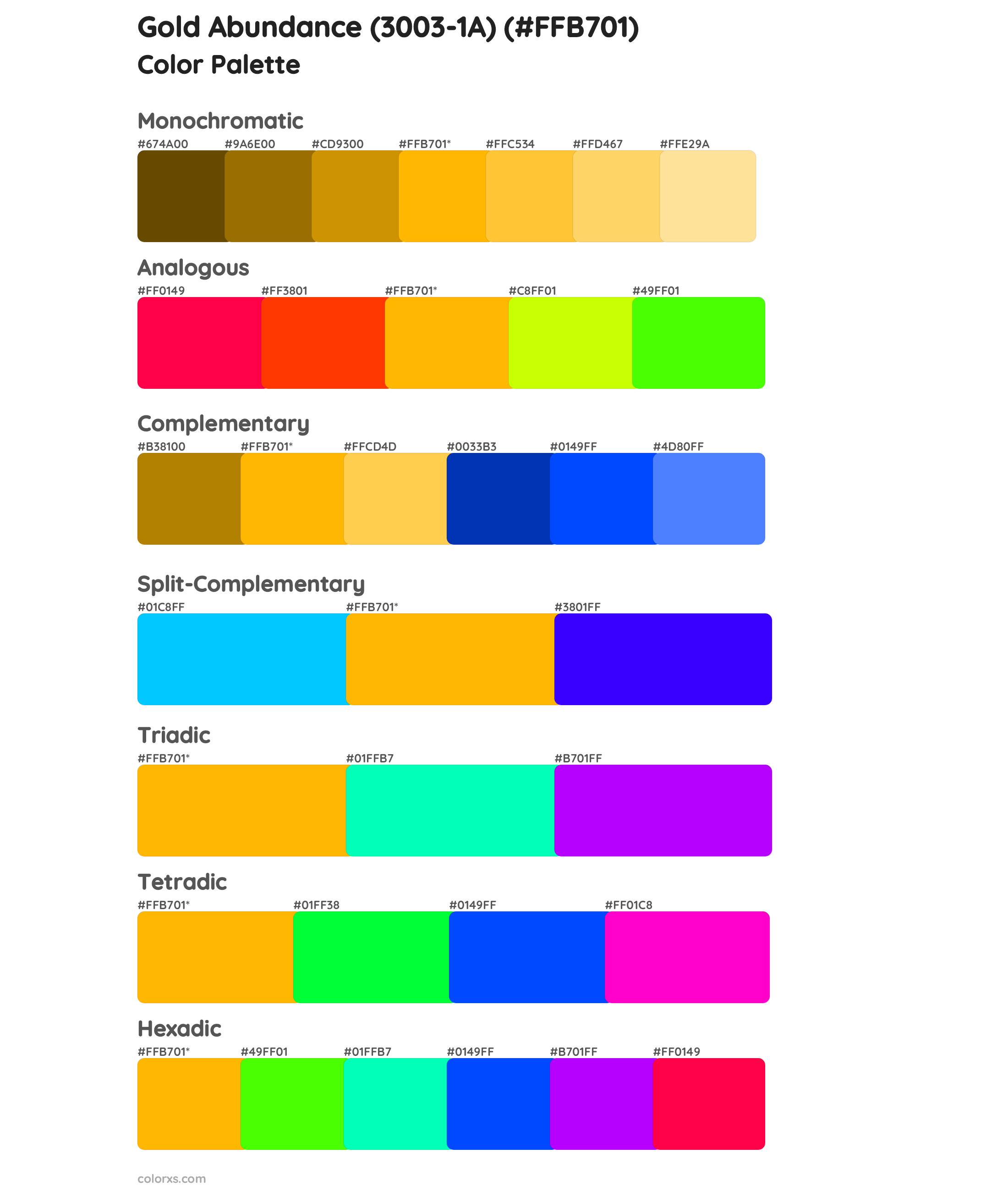 Gold Abundance (3003-1A) Color Scheme Palettes