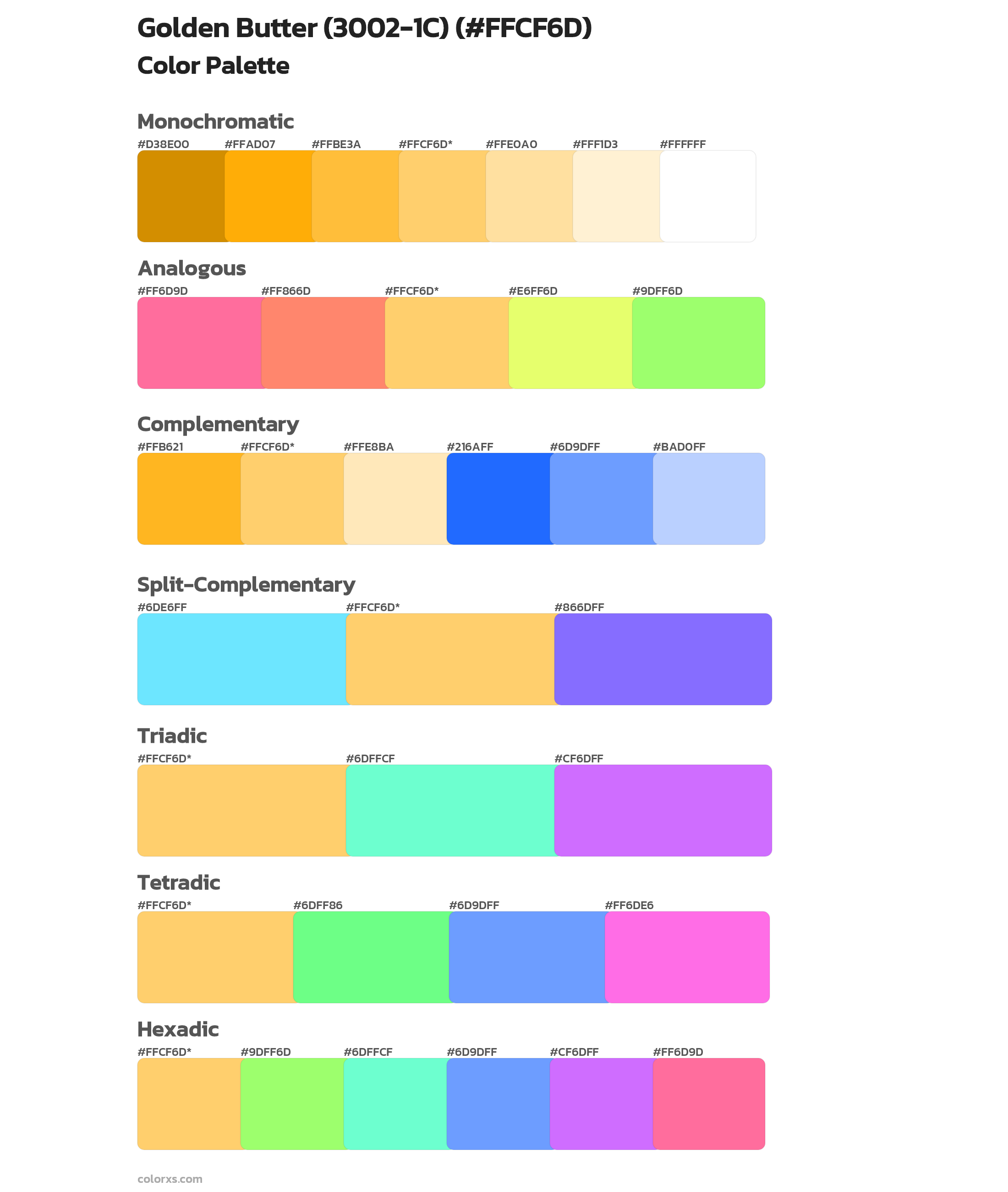 Golden Butter (3002-1C) Color Scheme Palettes