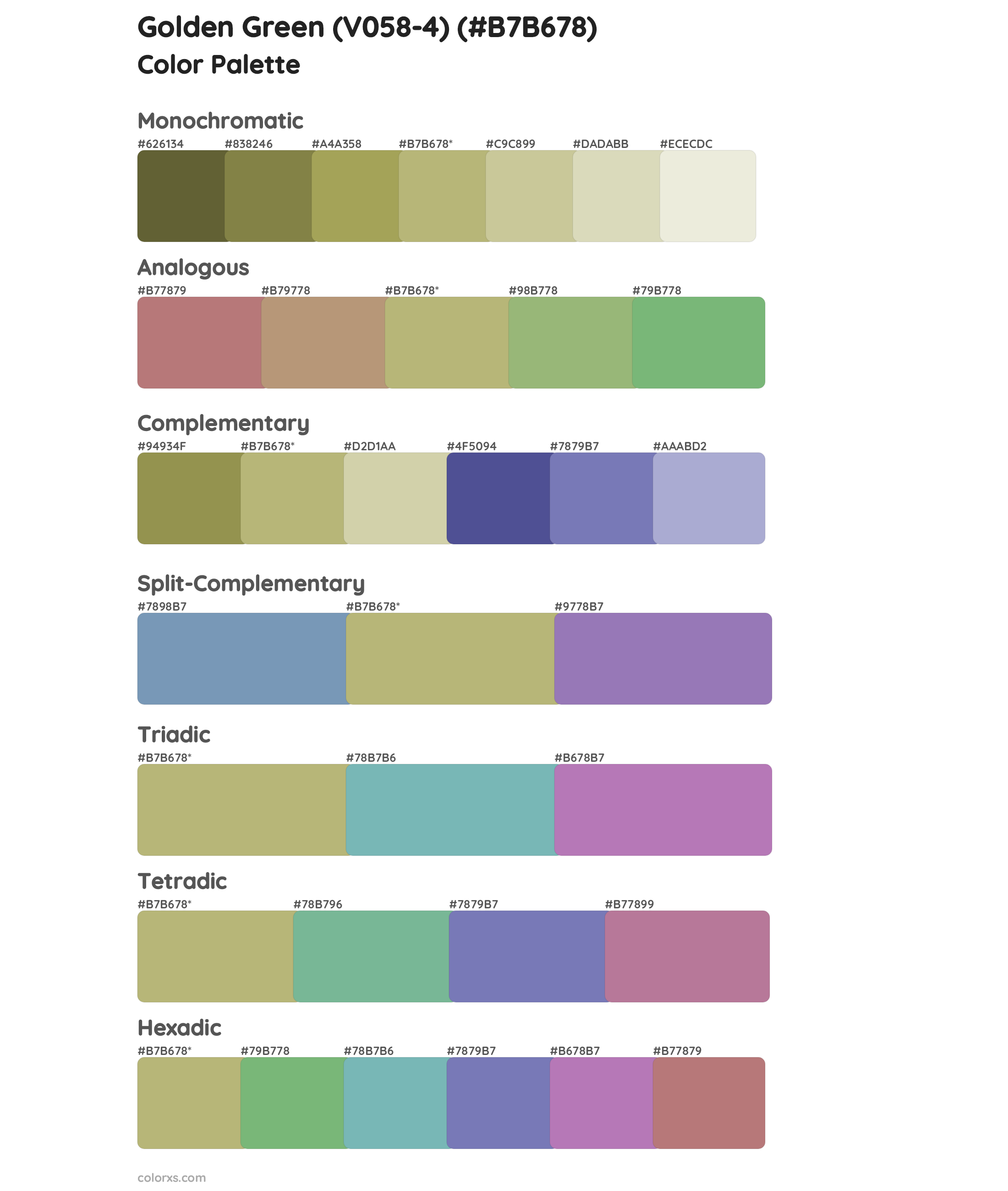 Golden Green (V058-4) Color Scheme Palettes