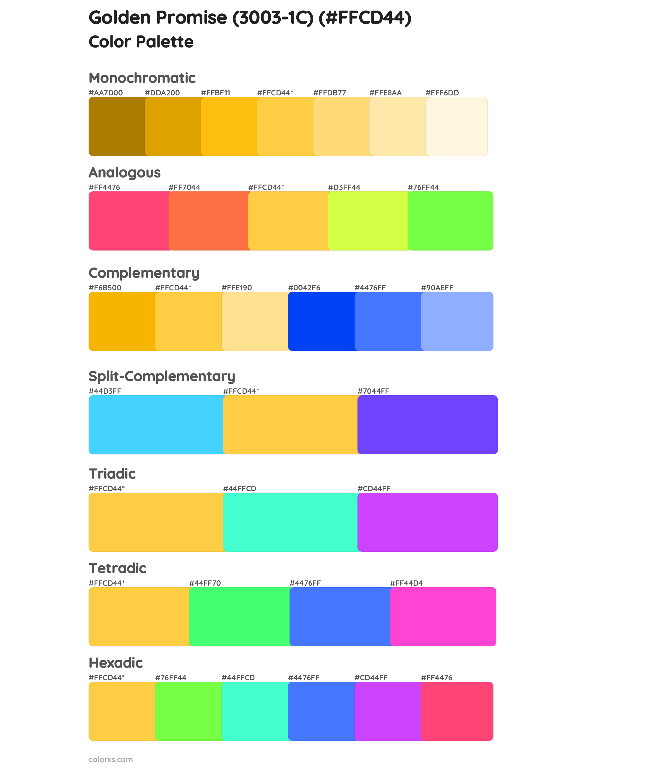 Golden Promise (3003-1C) Color Scheme Palettes