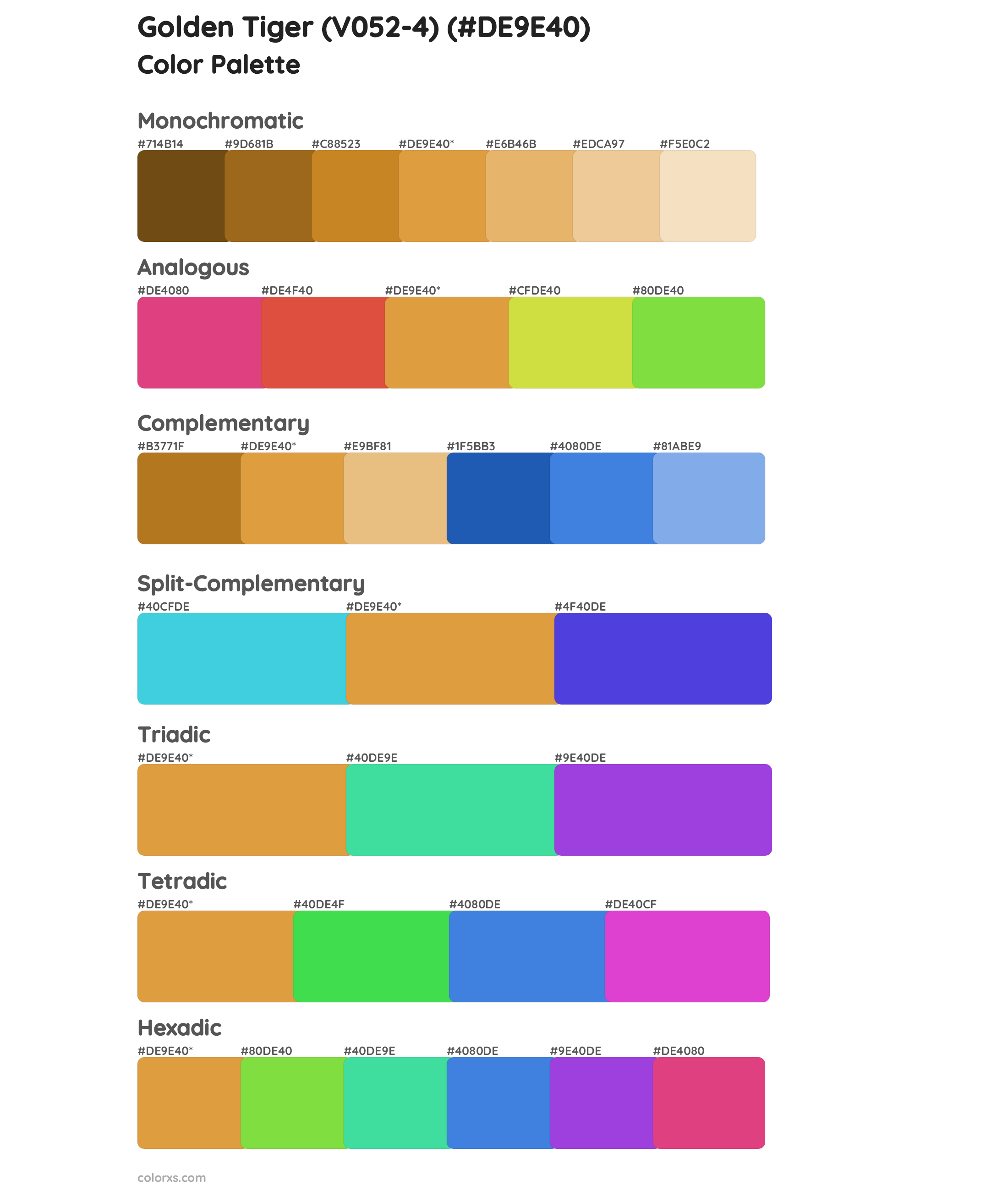 Golden Tiger (V052-4) Color Scheme Palettes