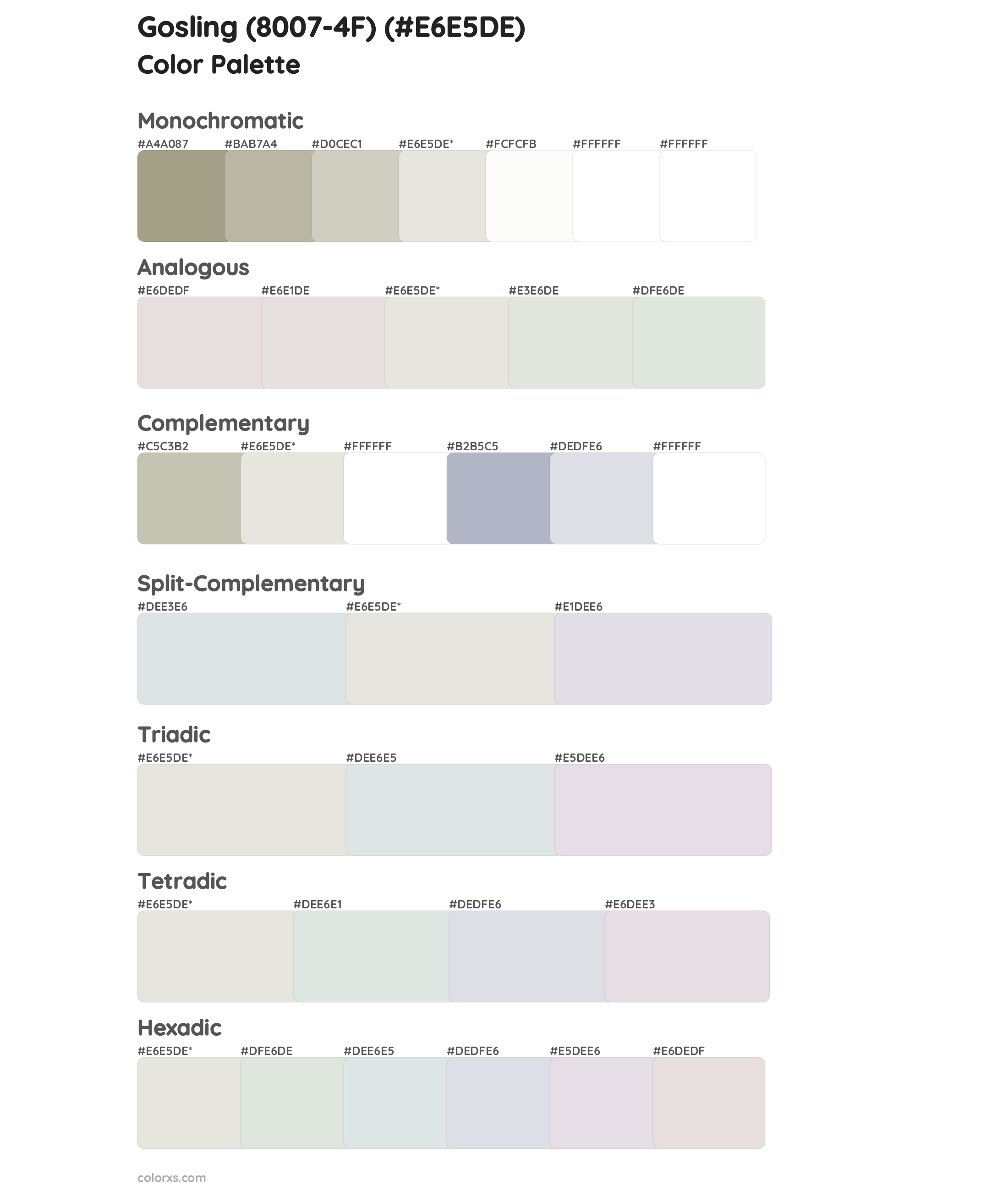 Gosling (8007-4F) Color Scheme Palettes