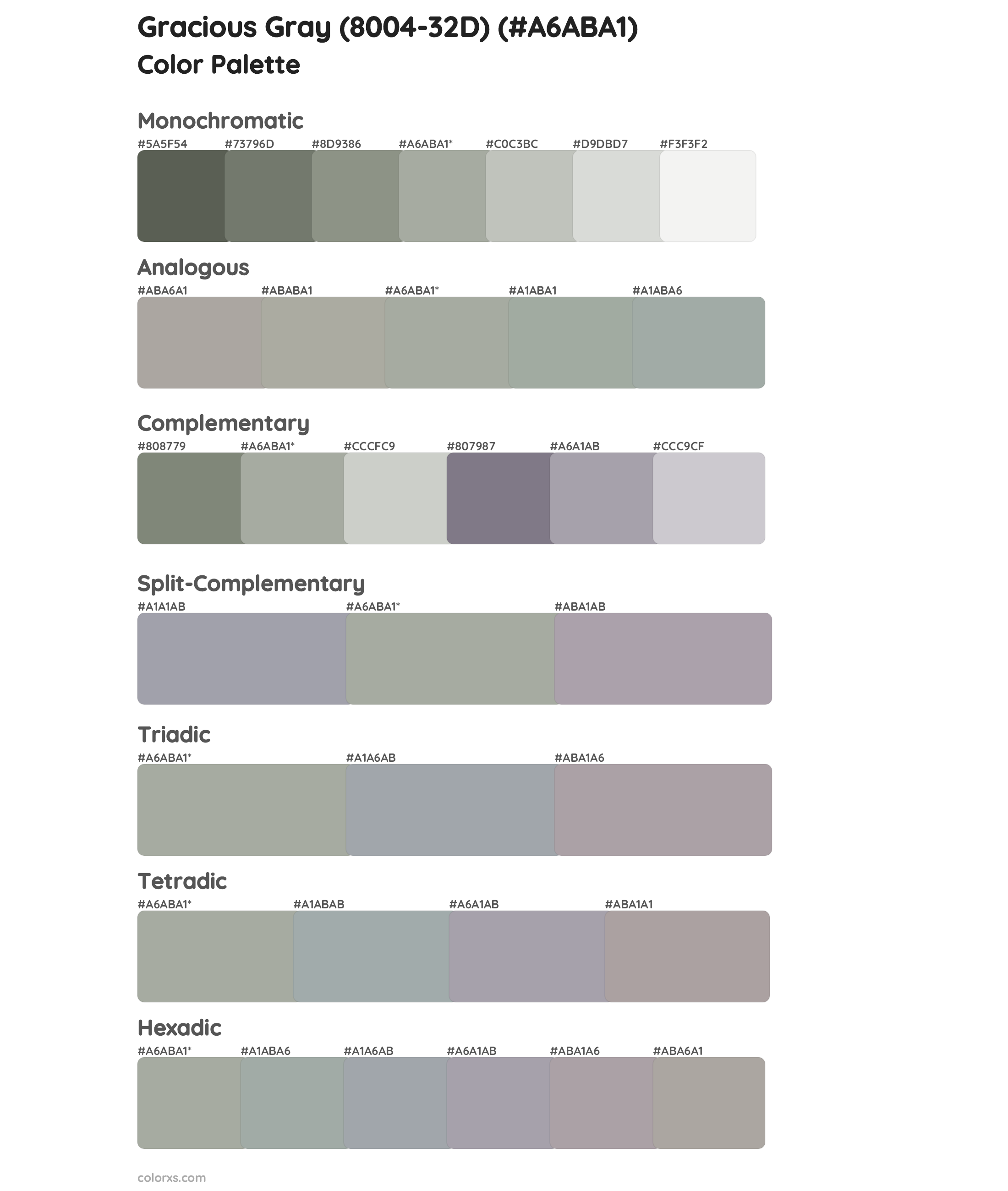 Gracious Gray (8004-32D) Color Scheme Palettes