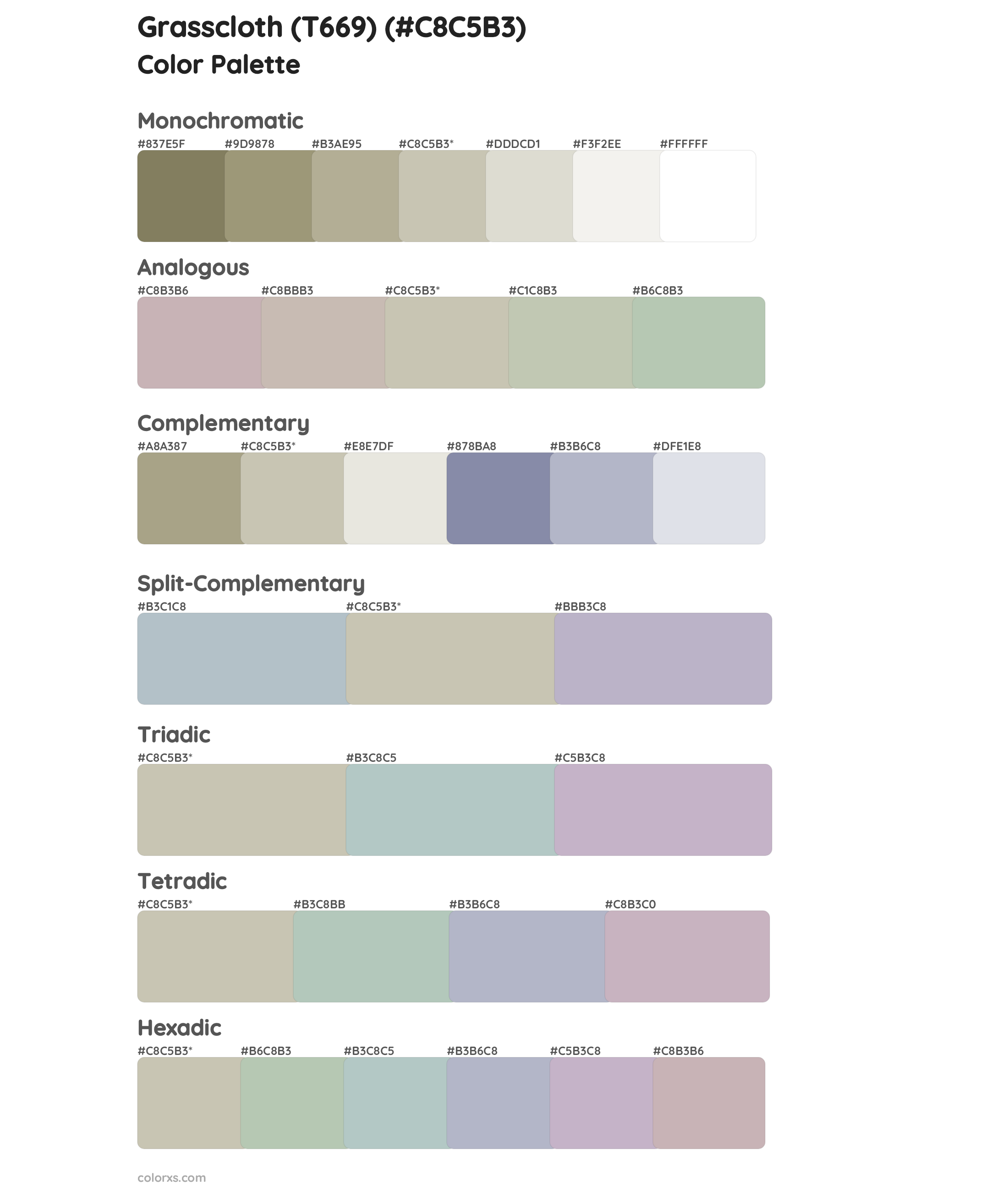 Grasscloth (T669) Color Scheme Palettes