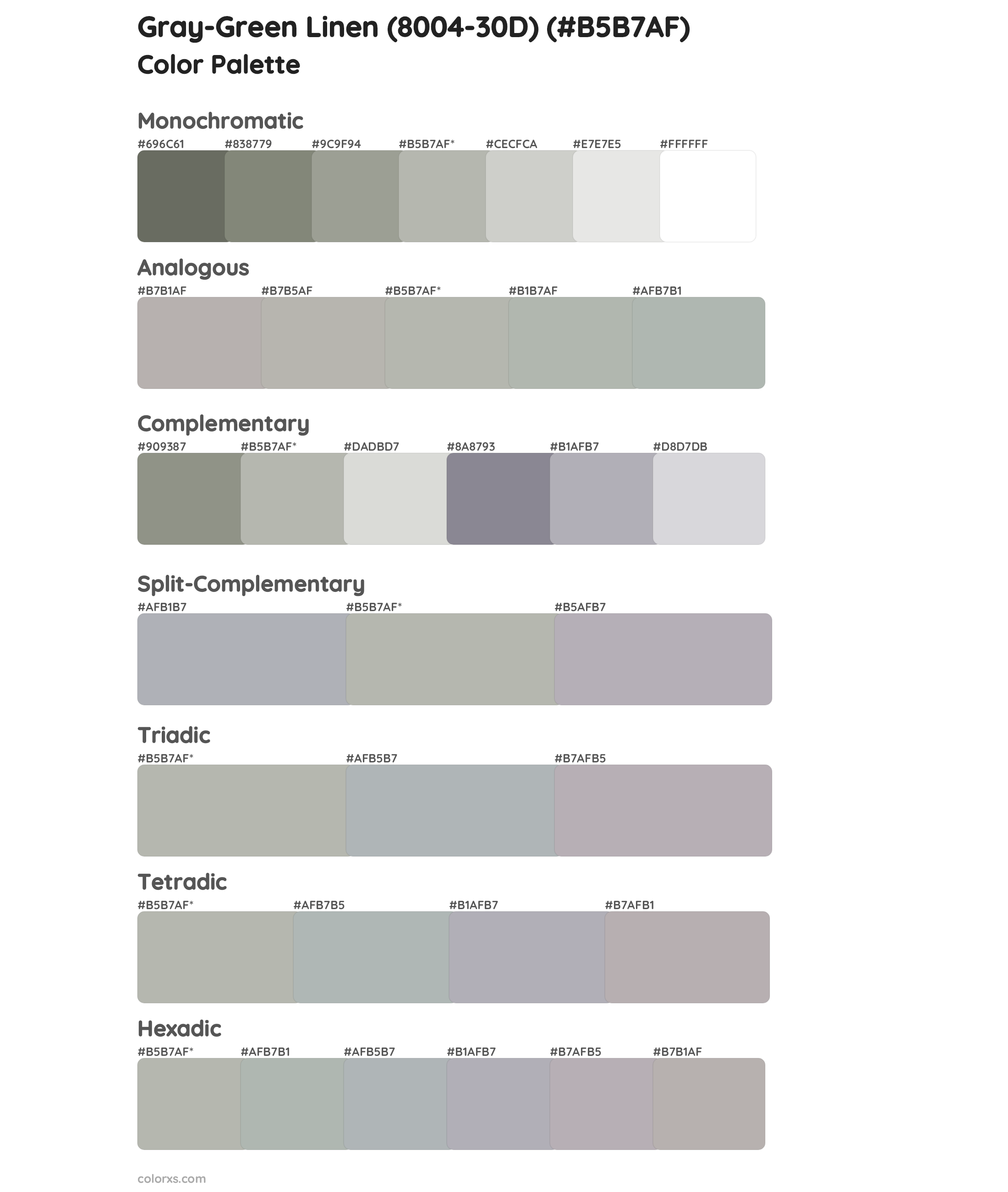 Gray-Green Linen (8004-30D) Color Scheme Palettes