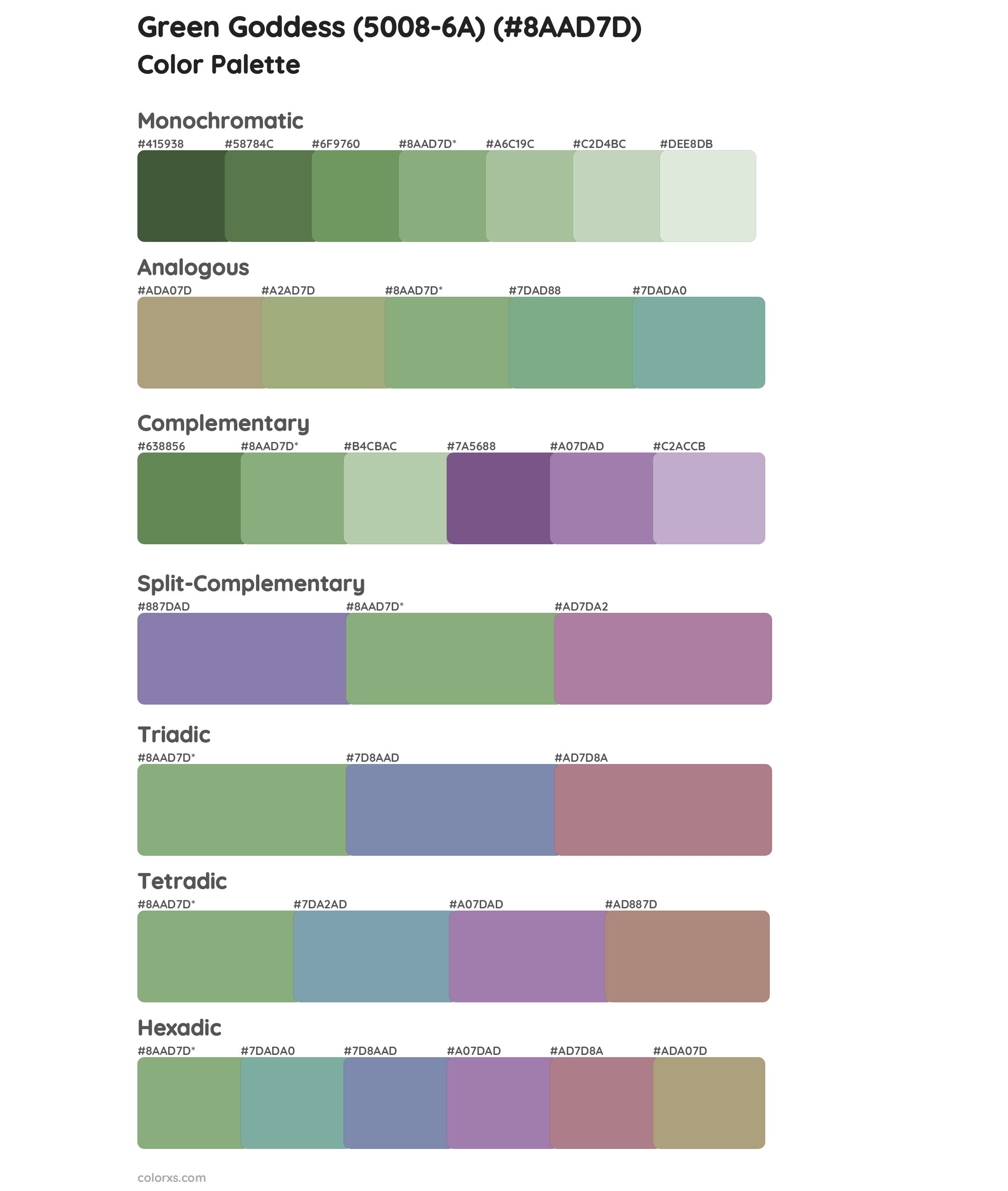 Green Goddess (5008-6A) Color Scheme Palettes