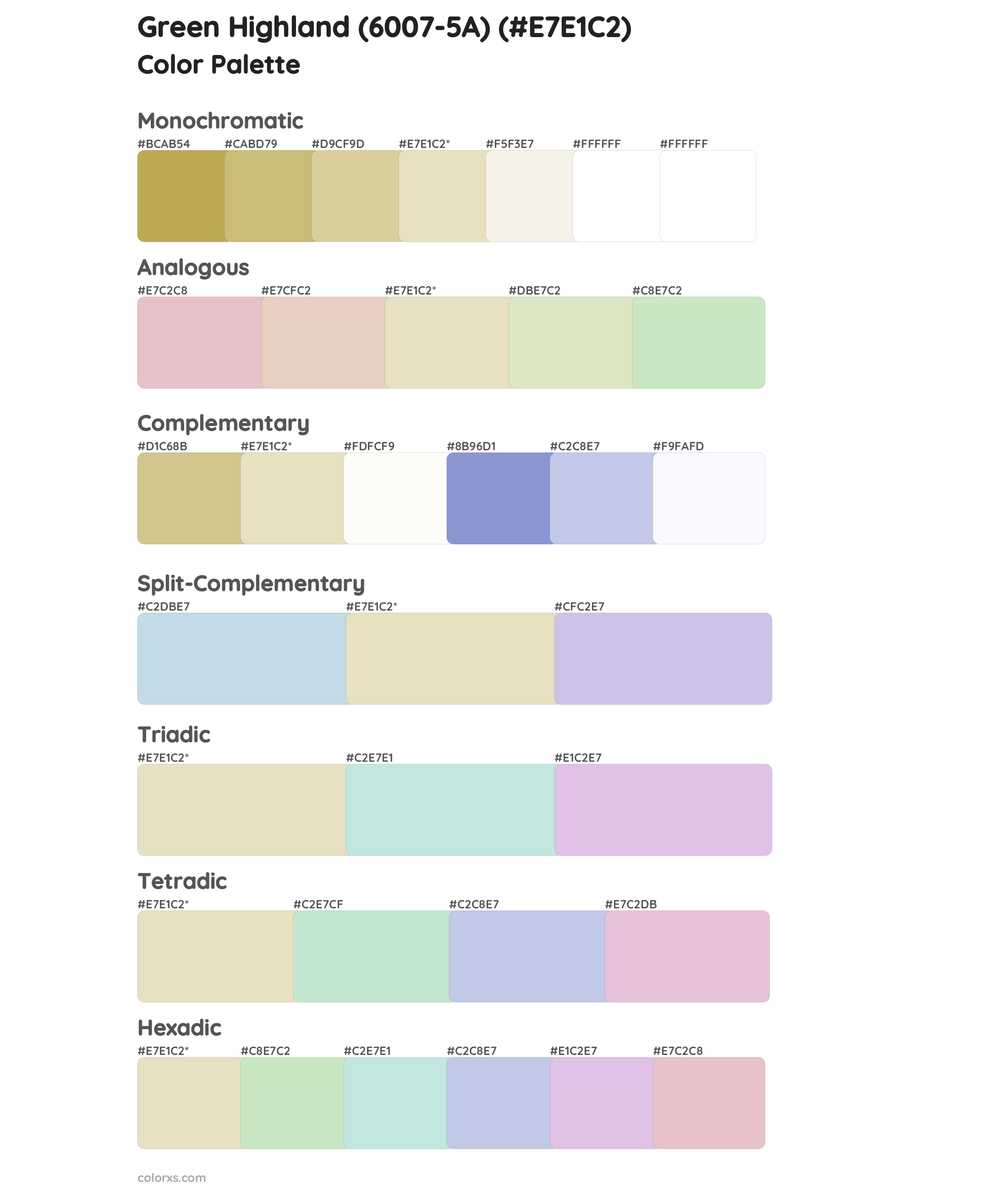 Green Highland (6007-5A) Color Scheme Palettes