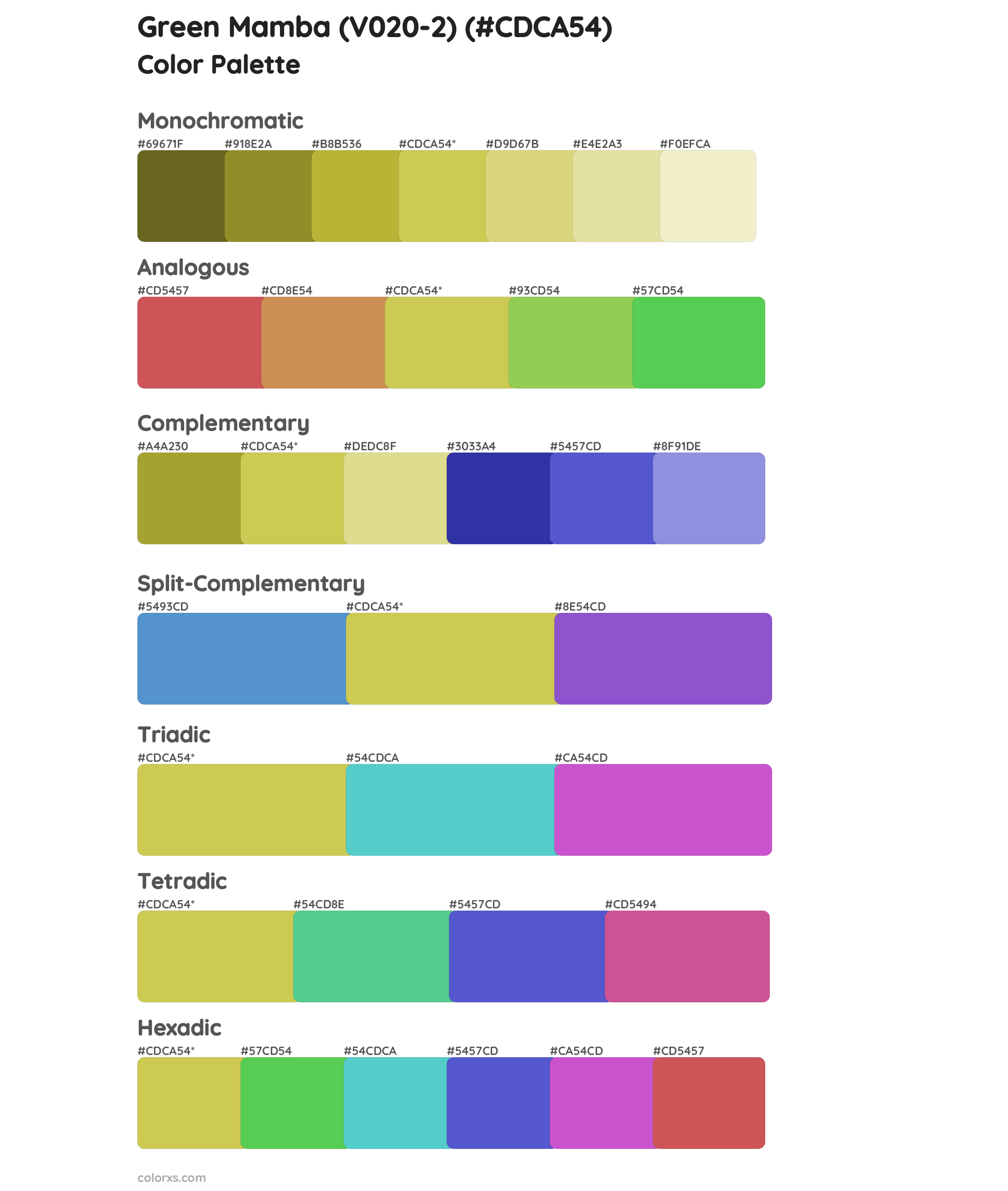 Green Mamba (V020-2) Color Scheme Palettes