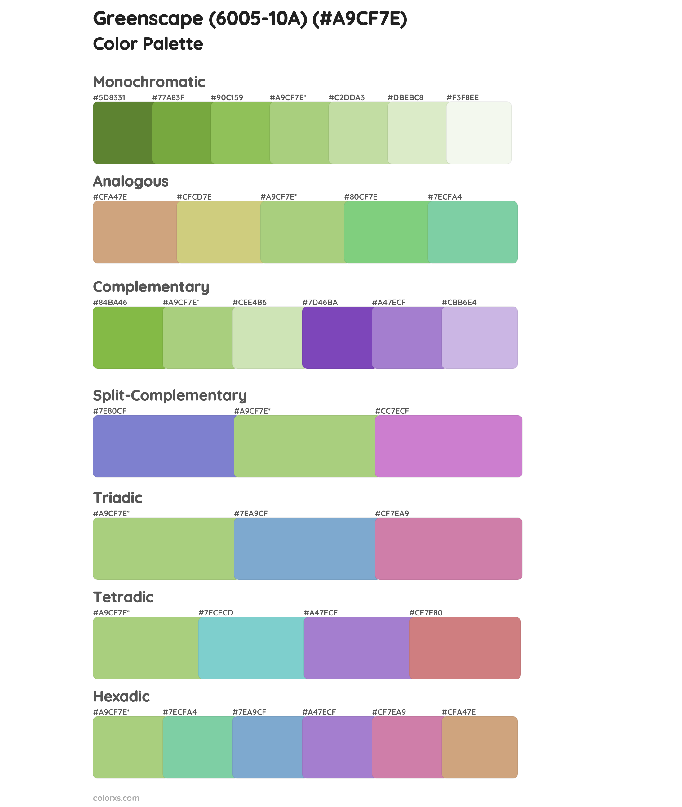 Greenscape (6005-10A) Color Scheme Palettes